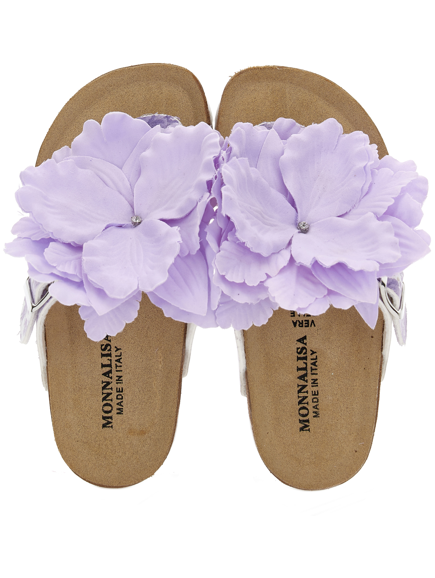 Shop Monnalisa Thong Sandals With Maxi Flower In Wisteria