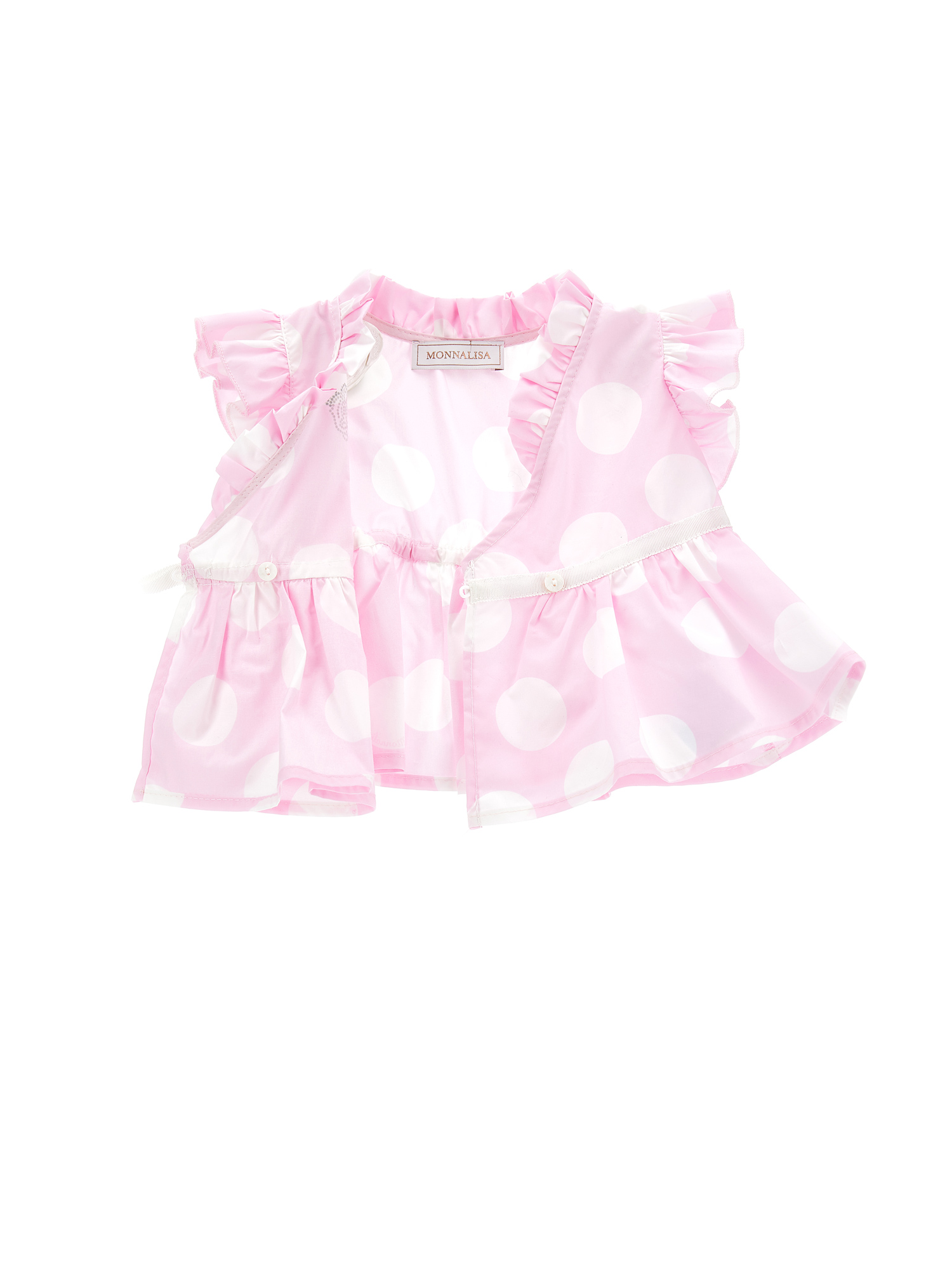 Monnalisa polka-dot ruffle top - White