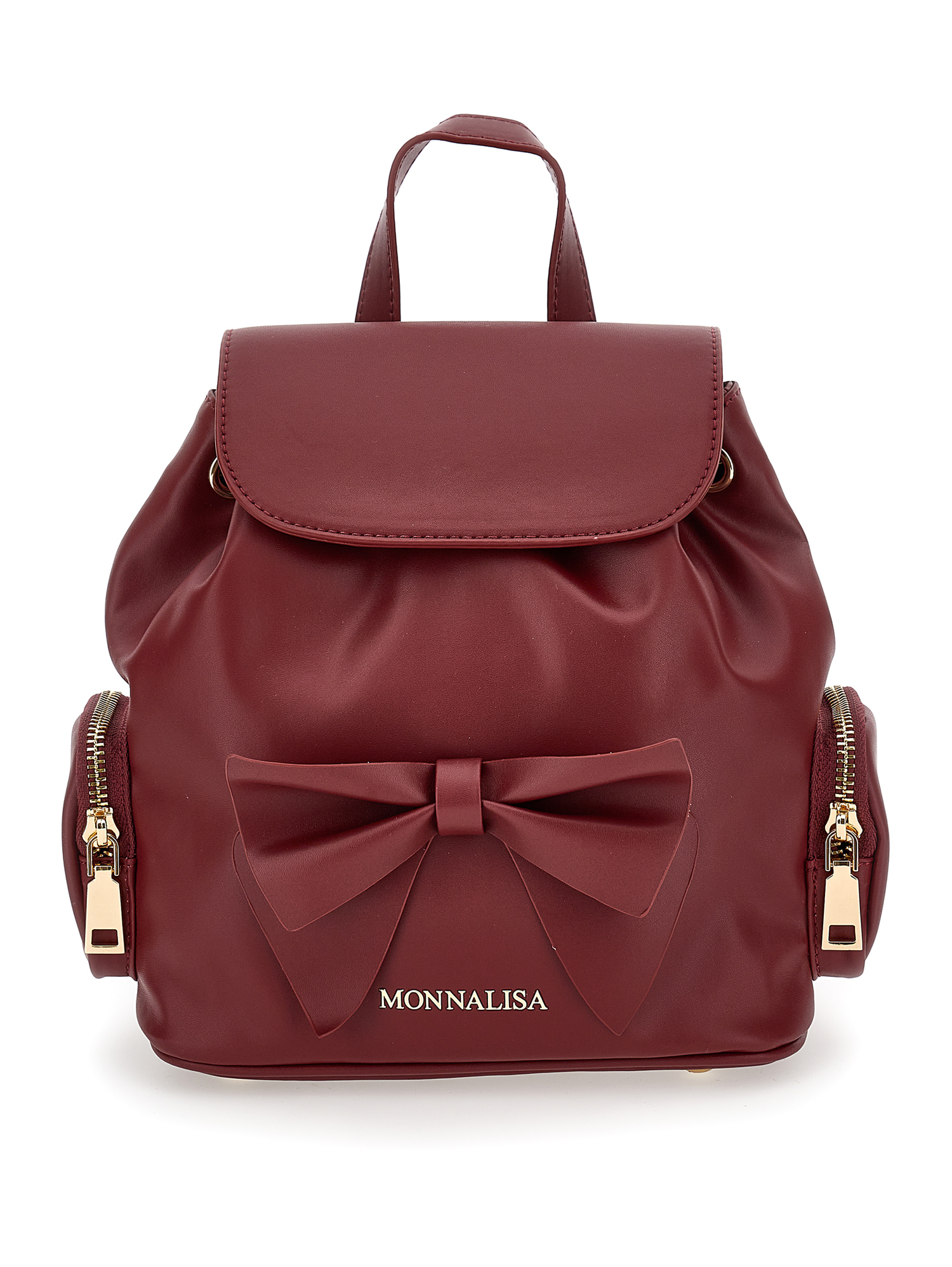 Monnalisa Regenerated Leather Backpack In Pomegranate