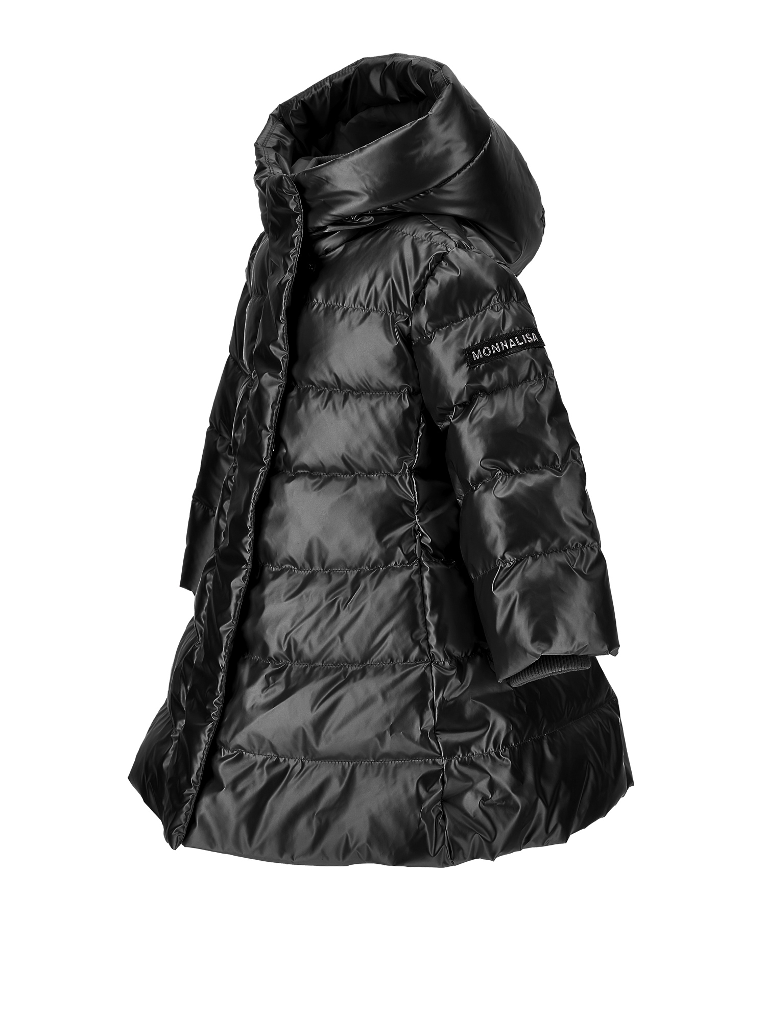 Monnalisa Down Jacket With Hood And Zip In Black