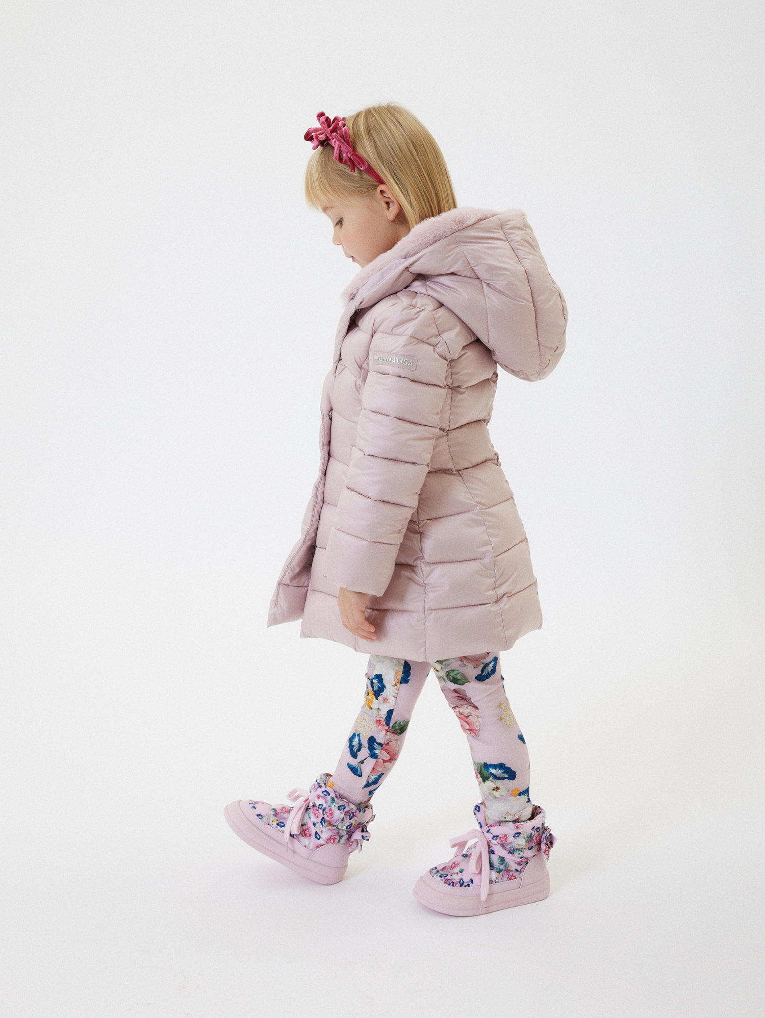 Shop Monnalisa Padded Technical Fabric Ankle Boots In Cyclamen + Multicolor