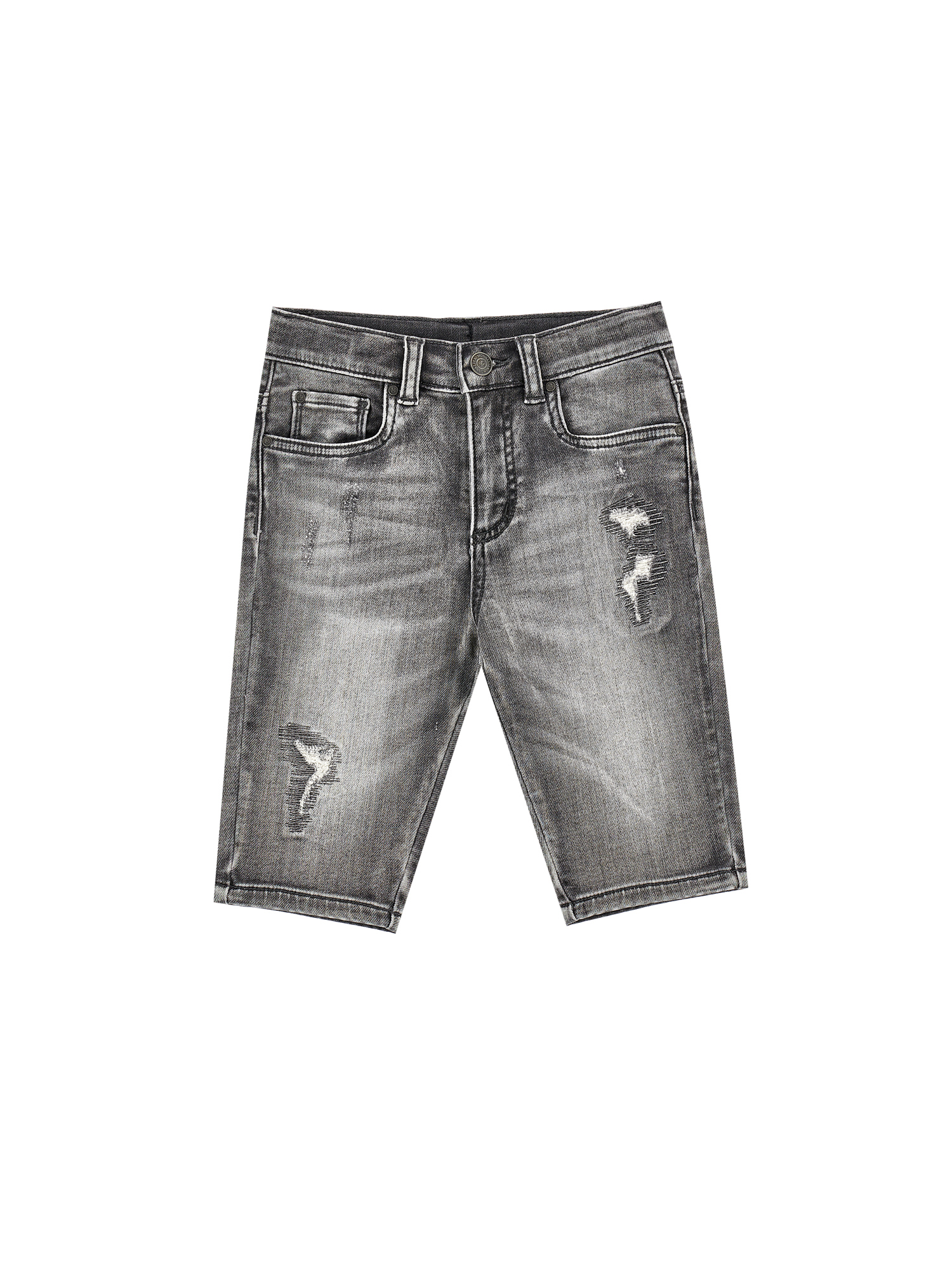 Monnalisa Five-pocket Denim Bermuda Shorts In Grey