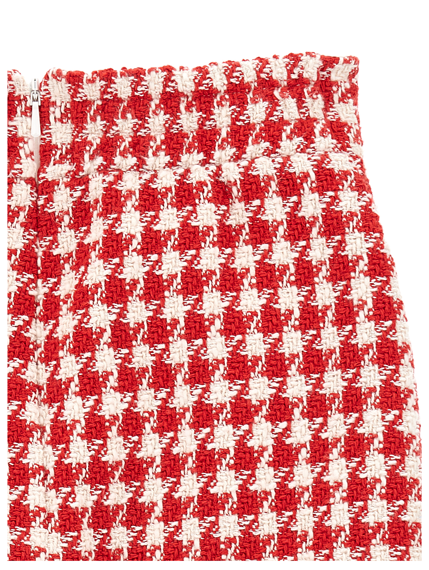 Shop Monnalisa Houndstooth Mini Skirt In Butter + Red