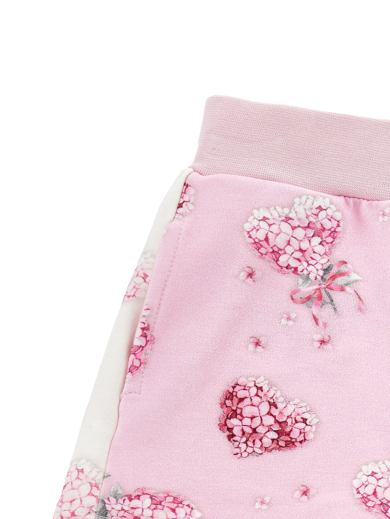 Monnalisa Fleece Shorts With Flowers In Rosa Fairy Tale