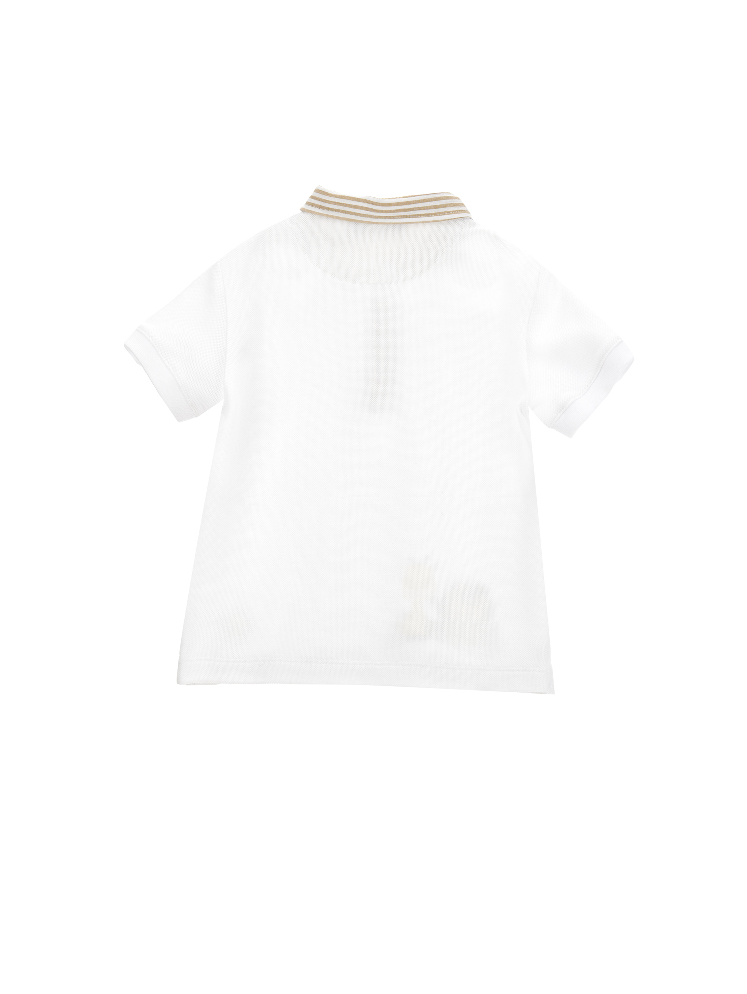Monnalisa Piqué Polo Shirt With Little Animals In White + Ecru