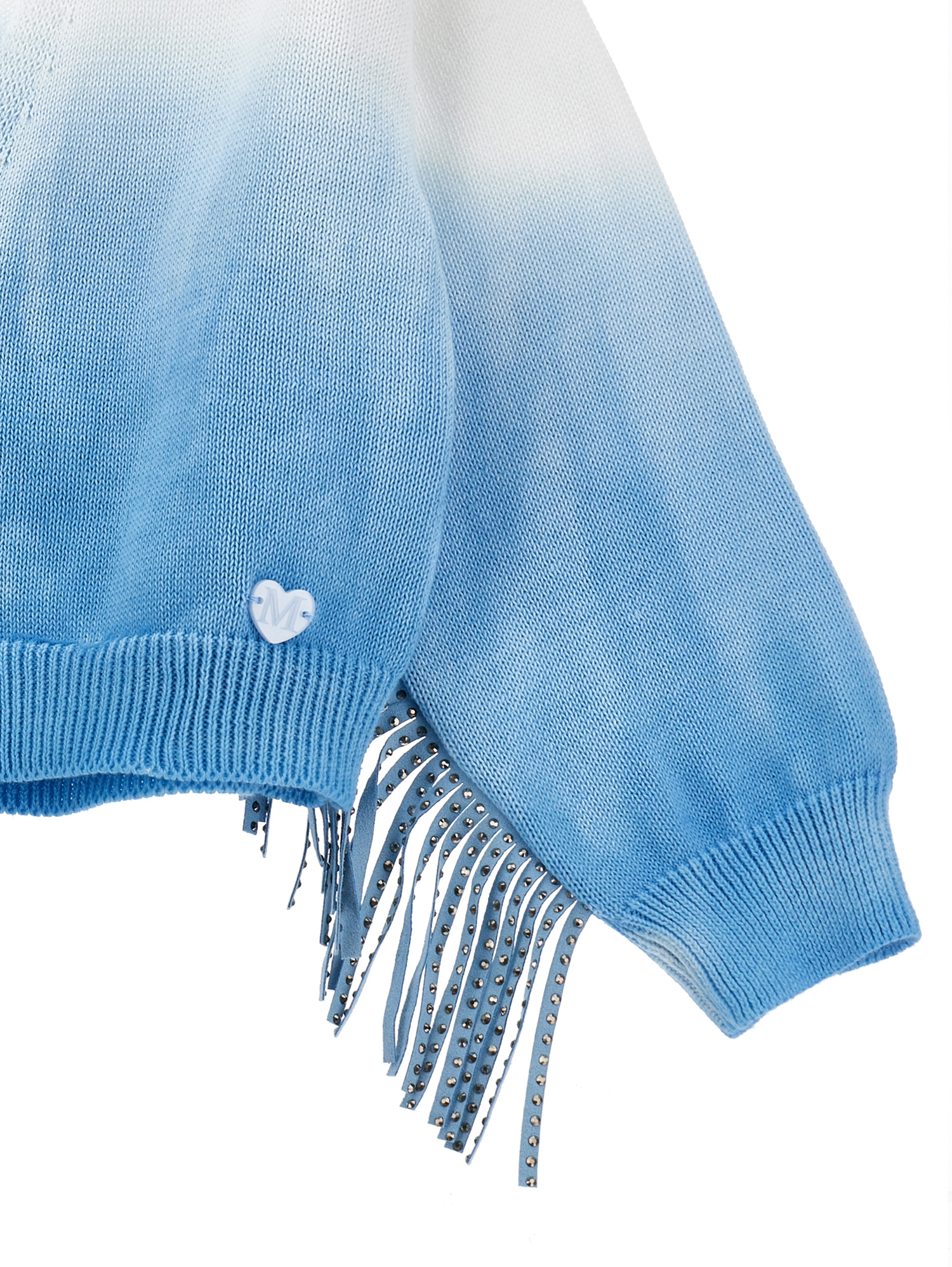 Monnalisa Shaded Cotton Cardigan In Light Blue