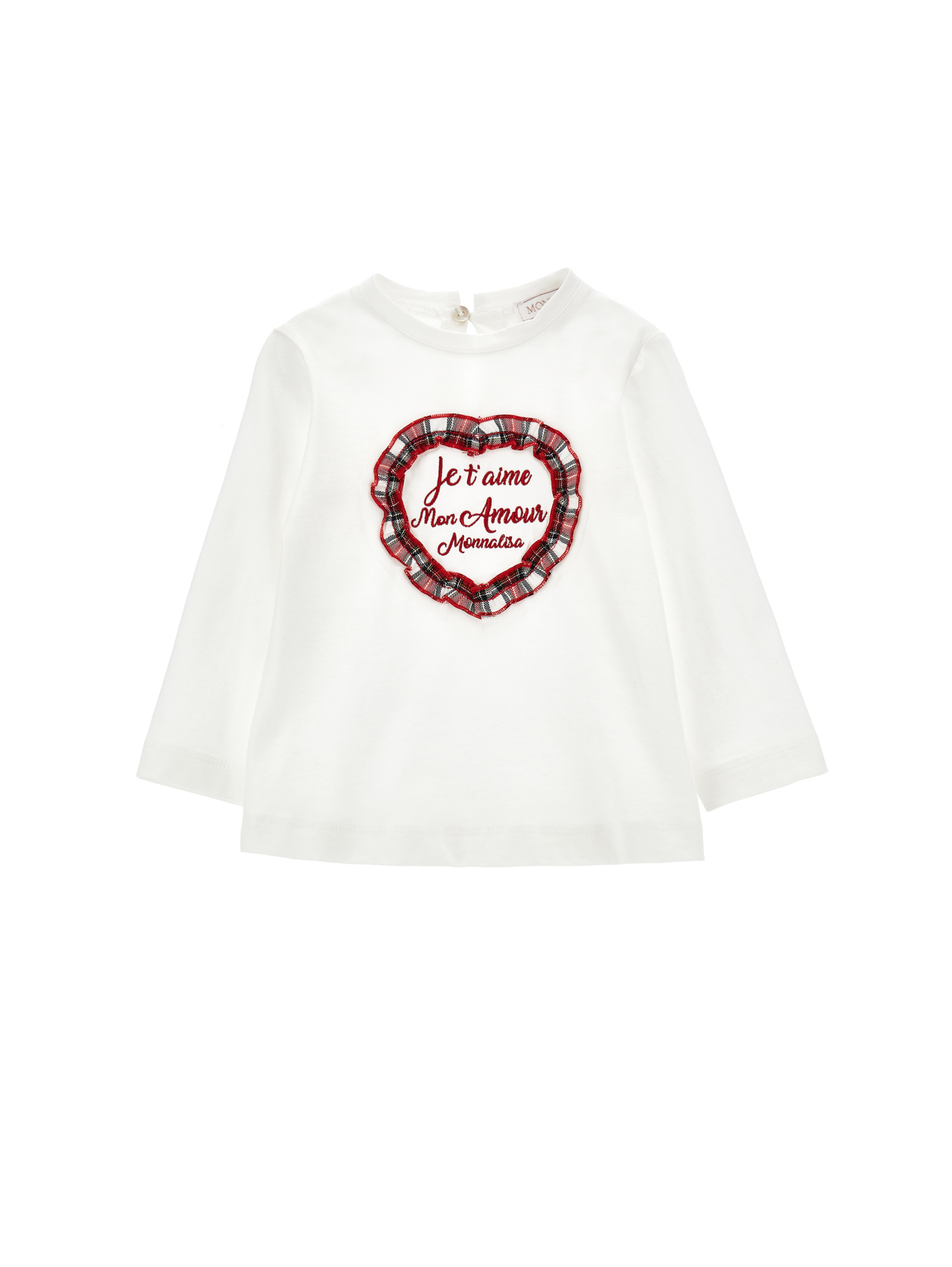 Monnalisa Mon Amour Tartan T-shirt In White