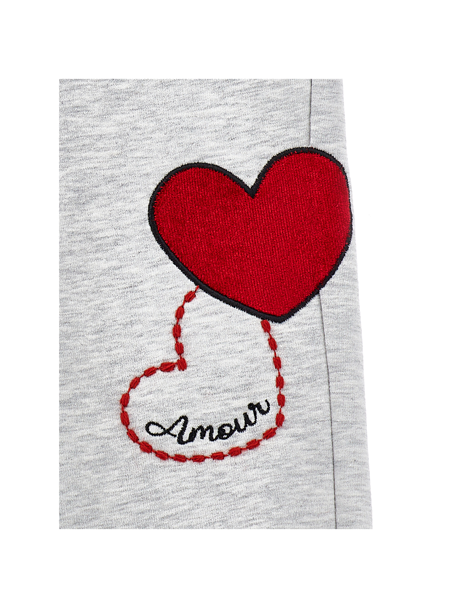 Monnalisa Heart Fleece Joggers In Pearl Grey