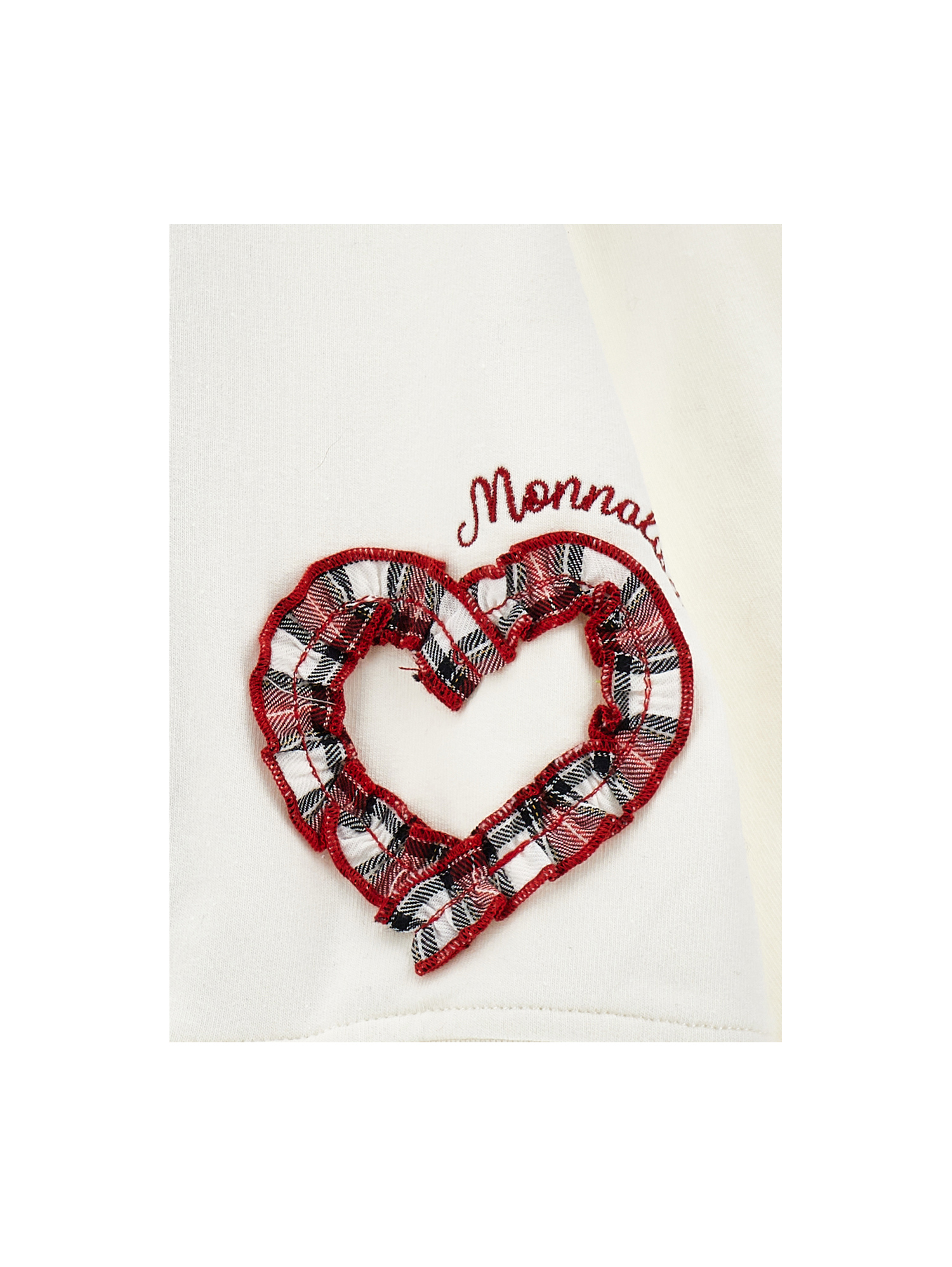 Monnalisa Heart Zip-up Sweatshirt In Cream