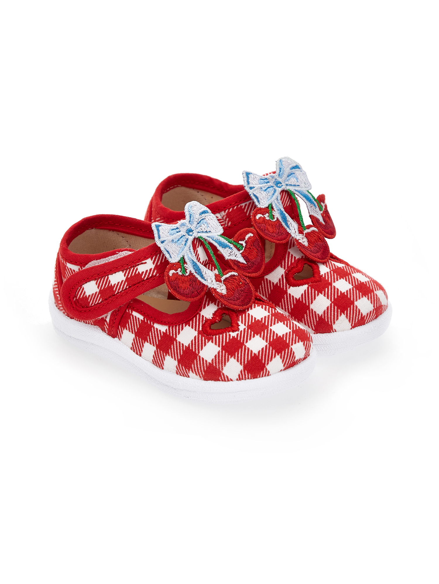 Shop Monnalisa Gingham Sandals In Red + Light Blue
