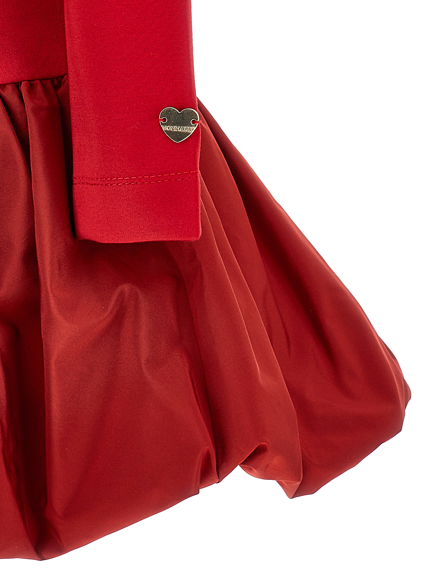 Monnalisa Balloon Dress With Heart Detail In Red