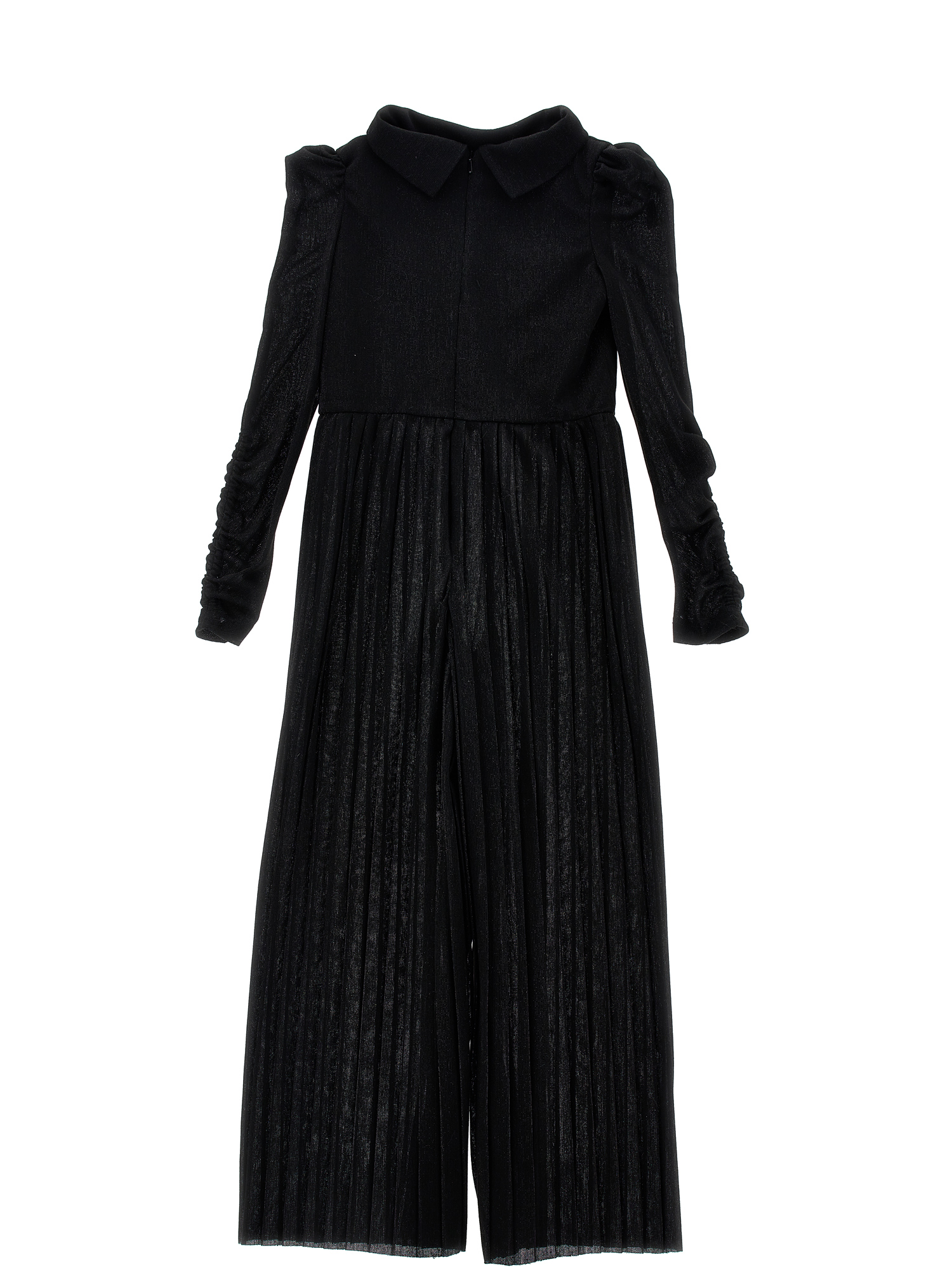 Shop Monnalisa Plissé Glitter Jumpsuit In Black