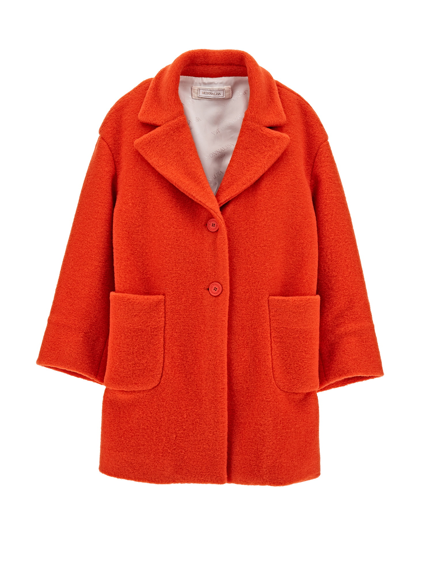 Monnalisa Kids'   Oversize Heart Coat In Cloth In Orange