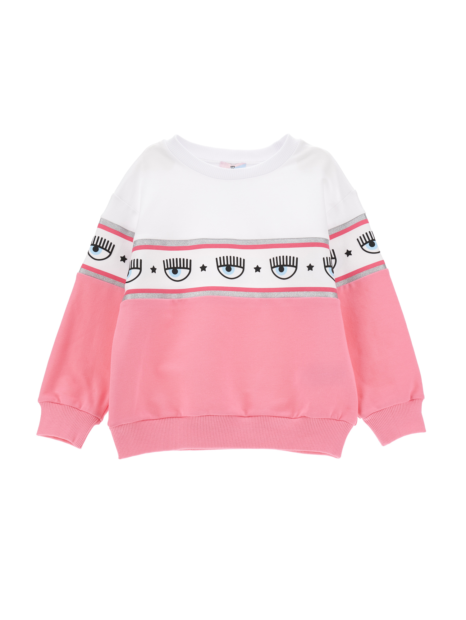 Chiara Ferragni Kids'   Maxilogomania Two-tone Sweatshirt In Sachet Pink