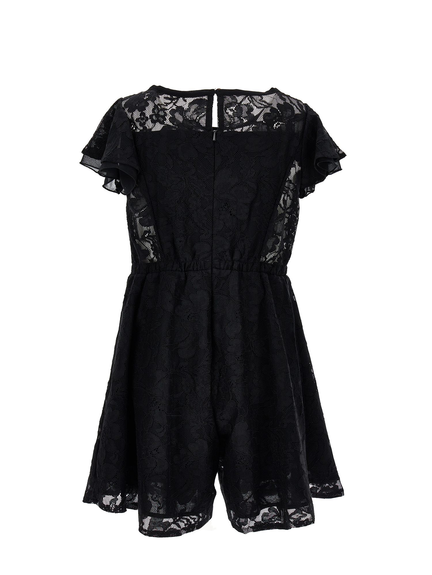 Shop Monnalisa Full Lace Playsuit With Shorts In Black