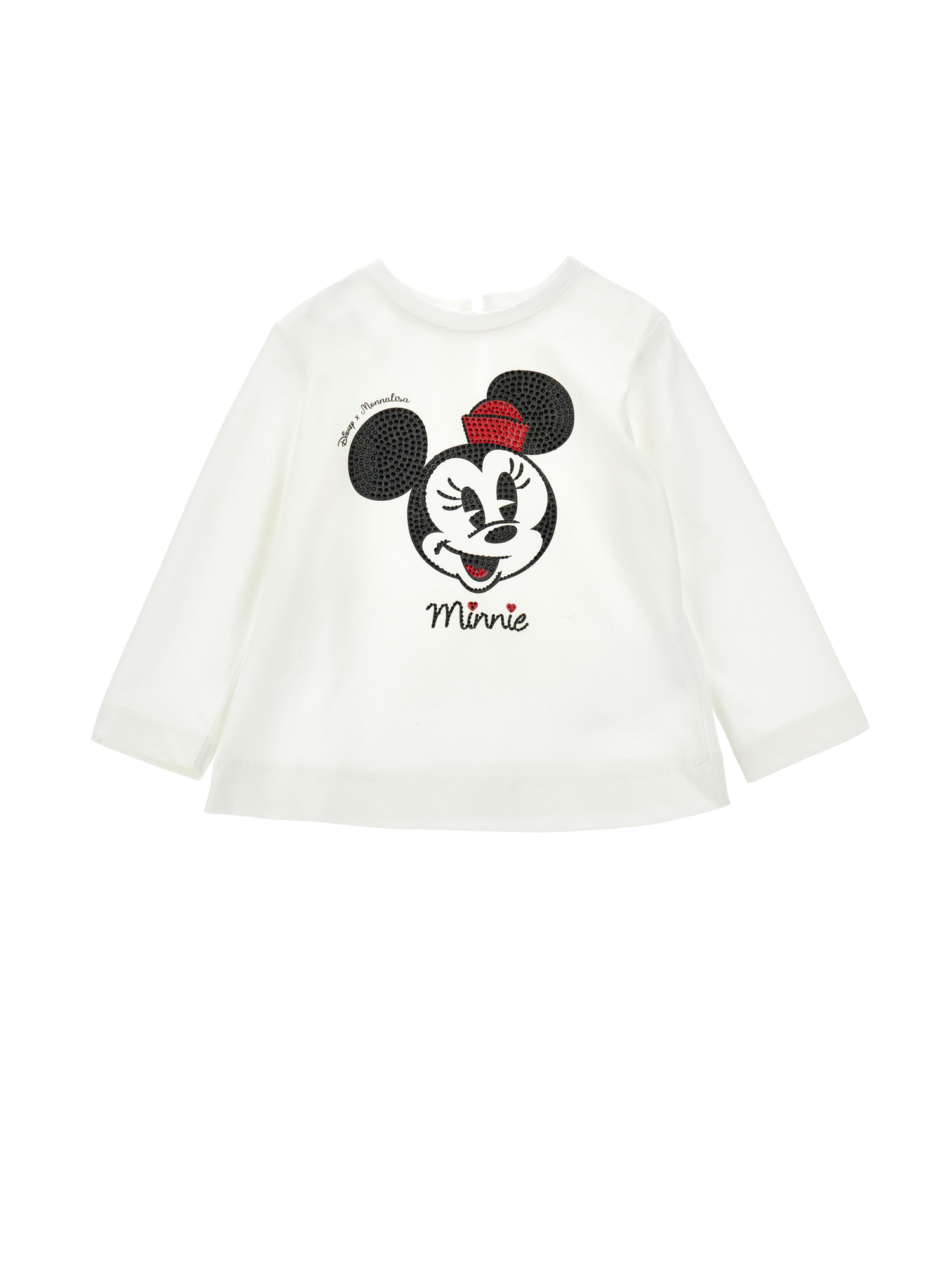 Monnalisa Minnie Rhinestone Jersey T-shirt In White