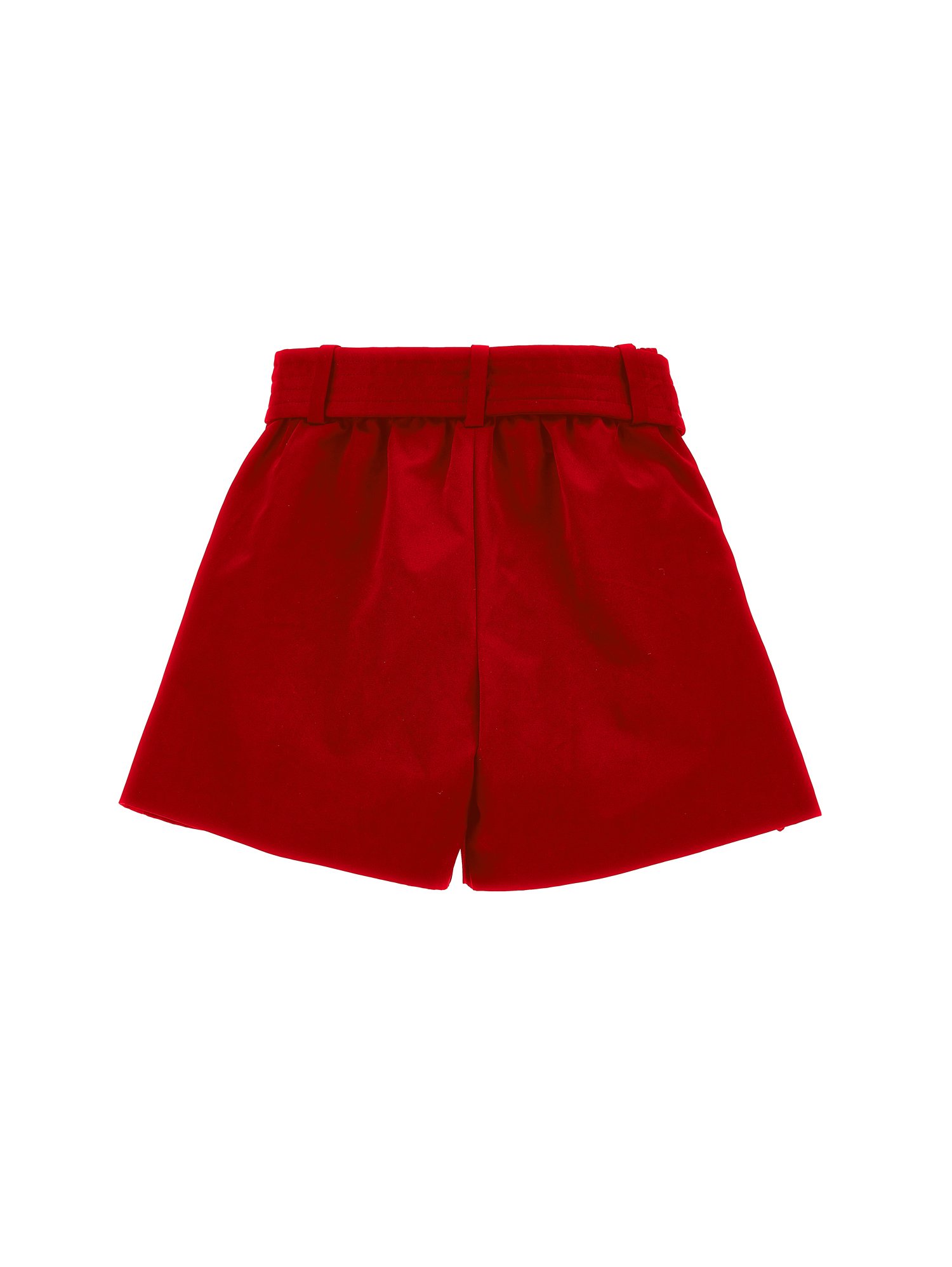 Monnalisa Duchesse Bermuda Shorts With Belt In Ruby Red