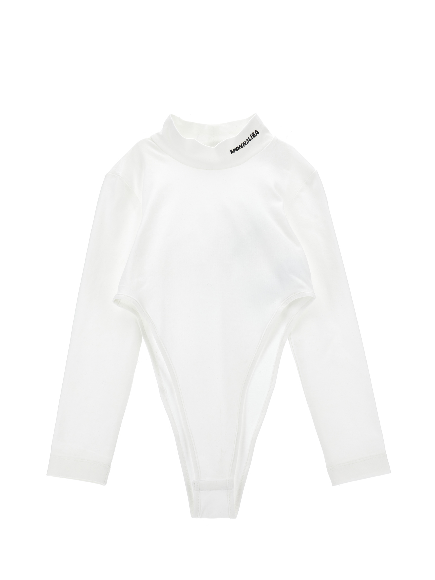 Monnalisa Stretch Turtleneck Bodysuit In Cream