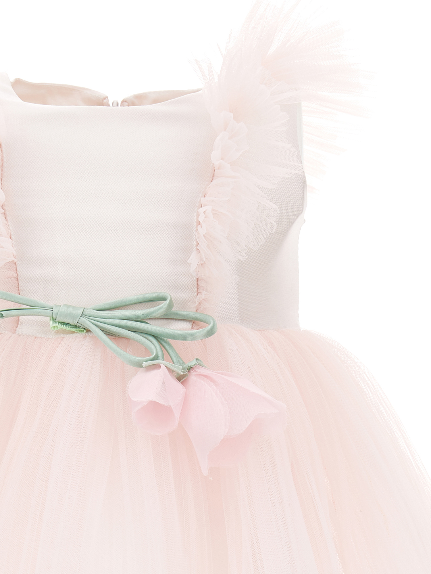 Shop Monnalisa Pleated Tulle Dress In Dusty Pink Rose