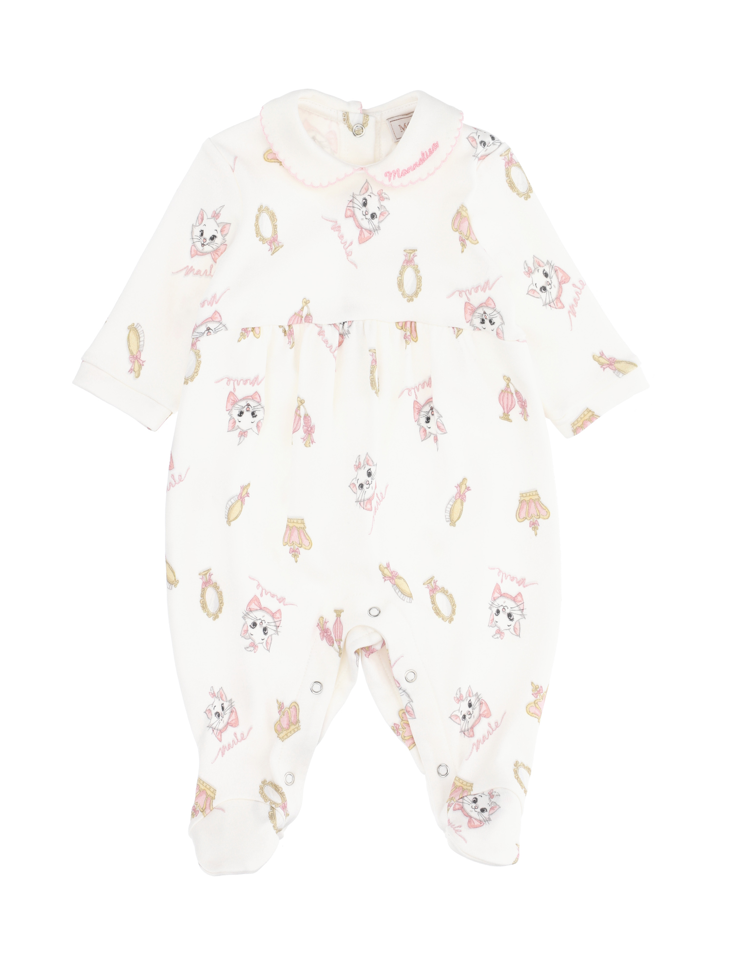 Monnalisa Babies'   Aristocats Cotton Playsuit In Cream + Pink