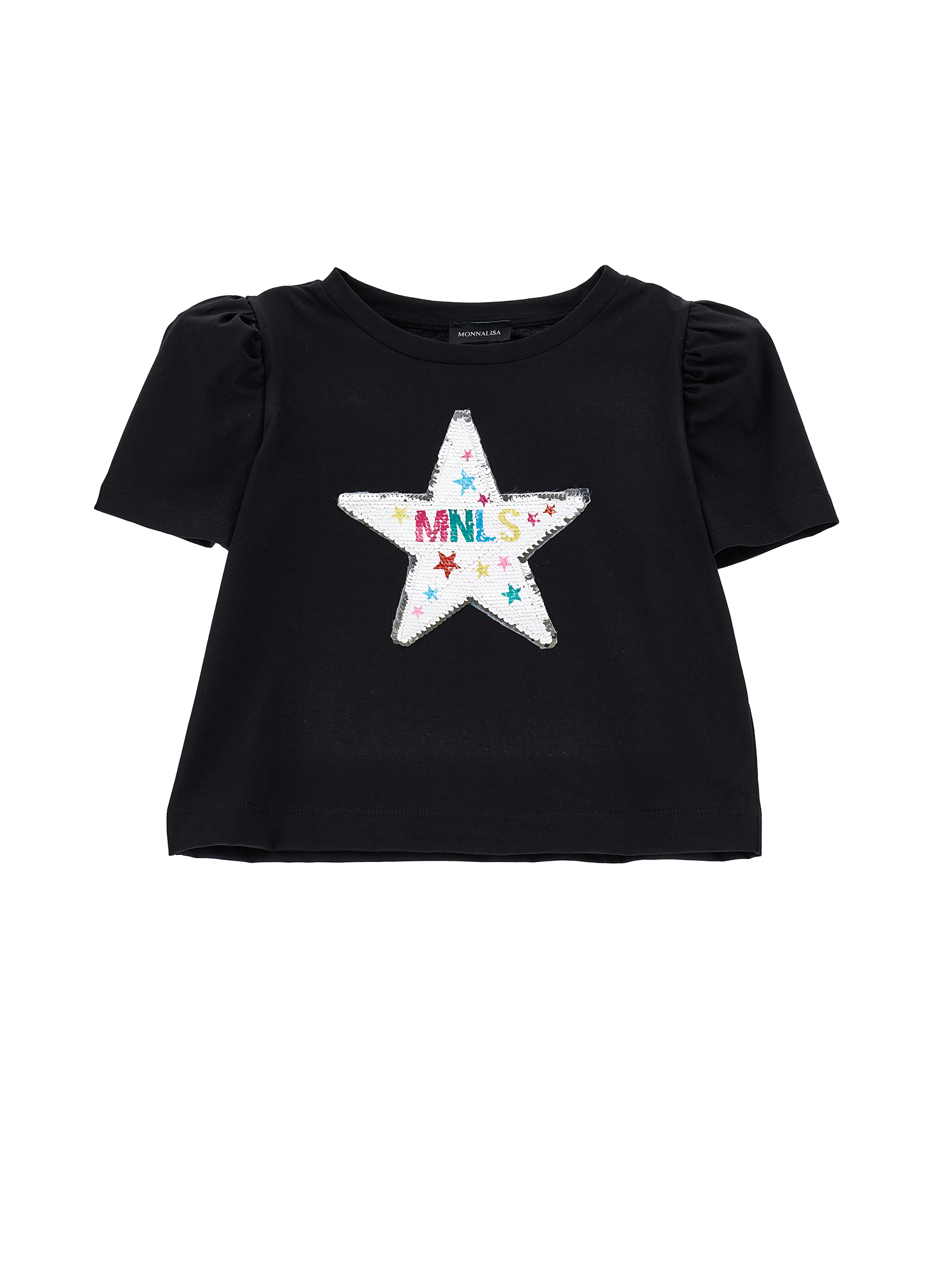 Monnalisa Babies'   Cotton T-shirt With Sequins In Black