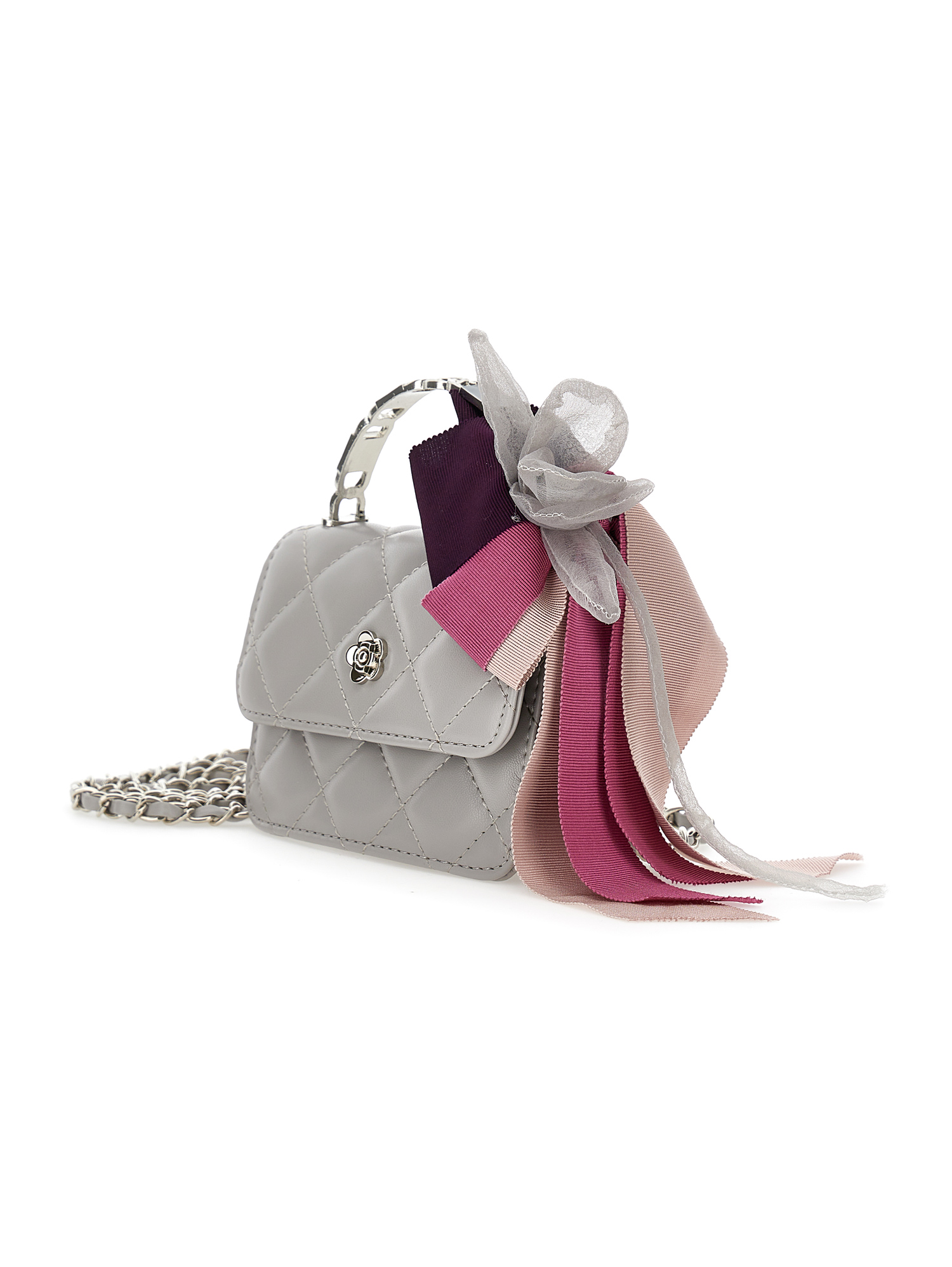 Monnalisa Coated Fabric Mini Bag In Grey