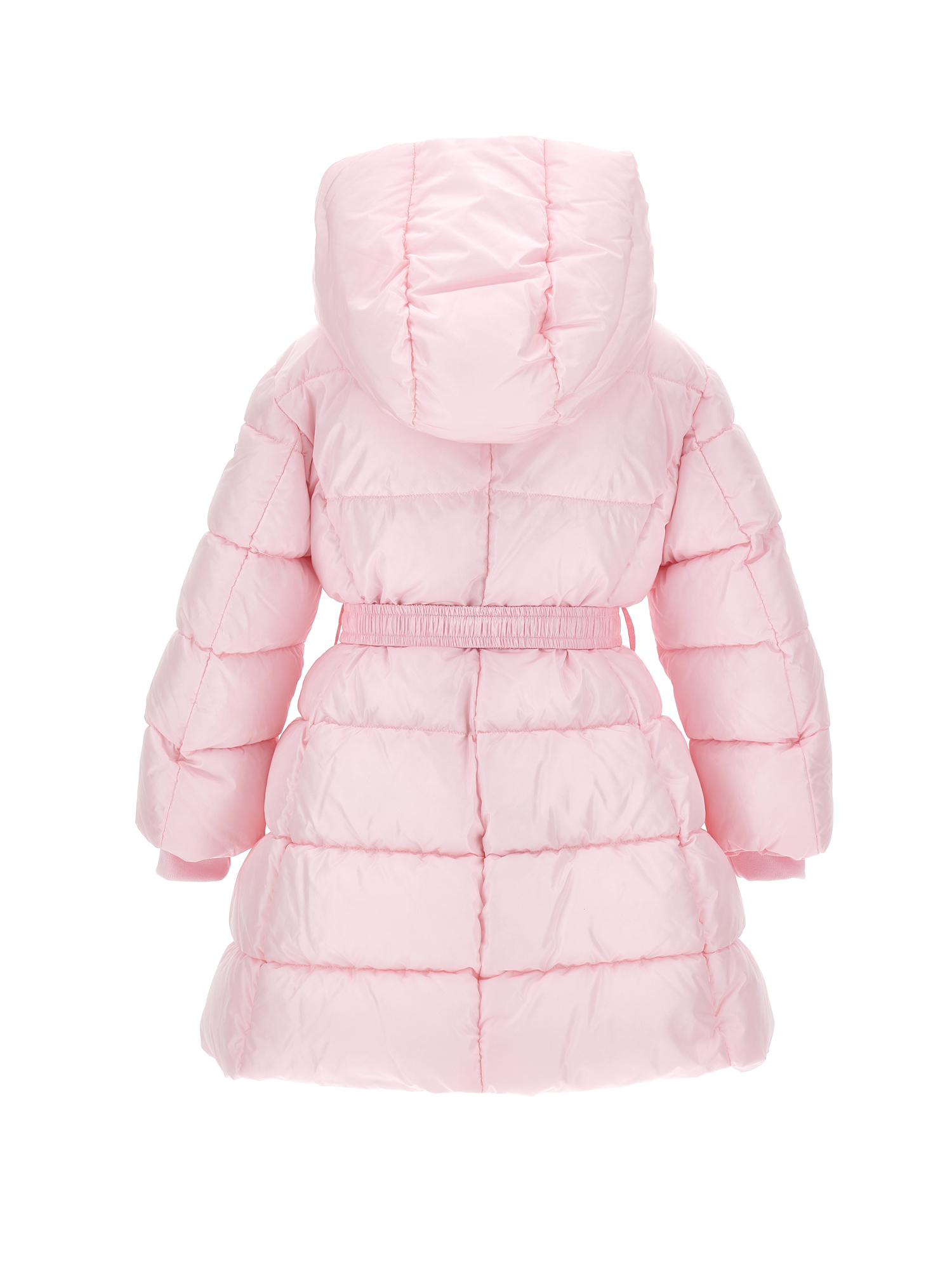 Monnalisa Down Jacket With Belt And Hood In Pink