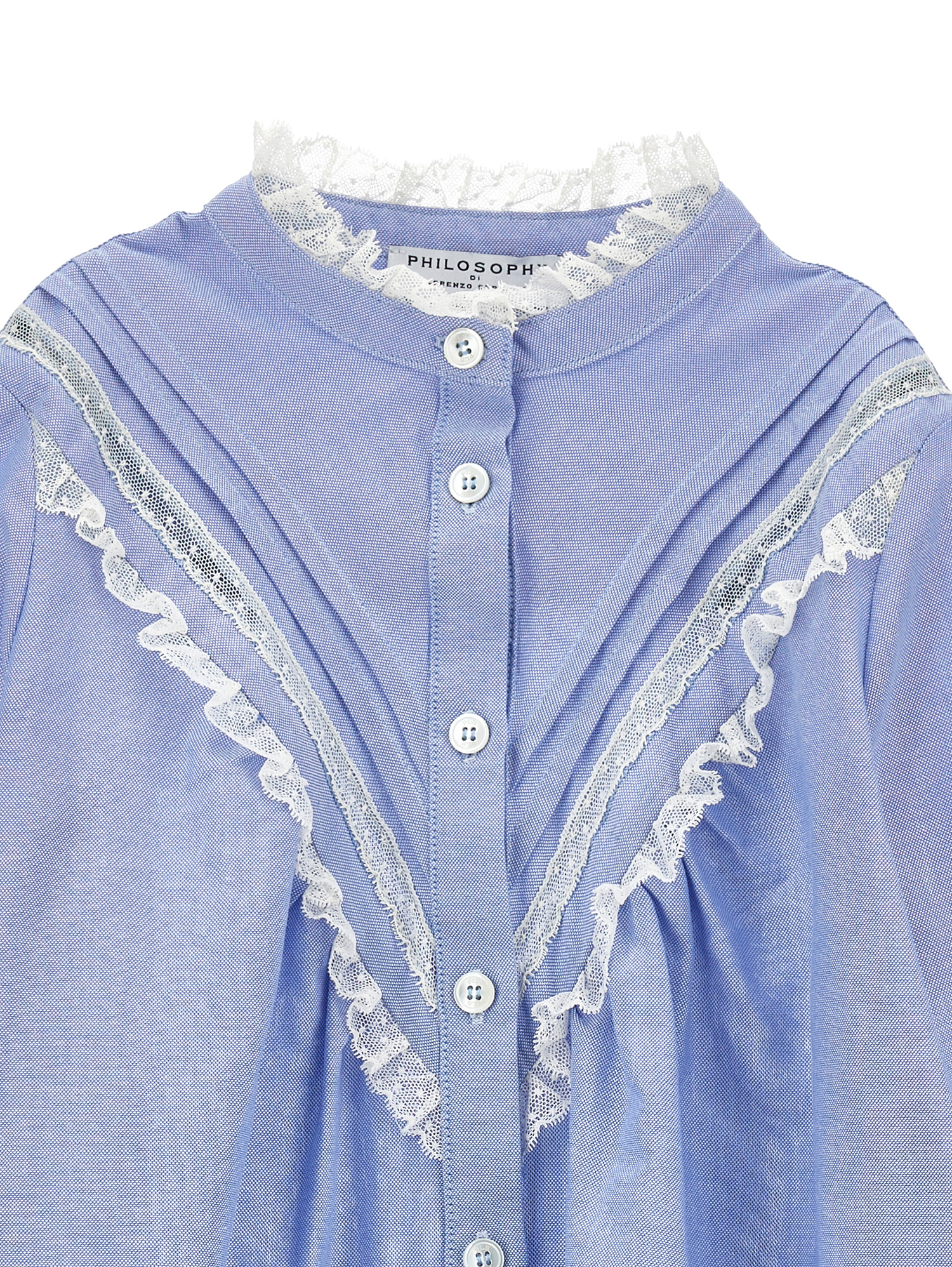 Philosophy Di Lorenzo Serafini Philosophy Kids  Shirt With Lace And Buttons In Blue