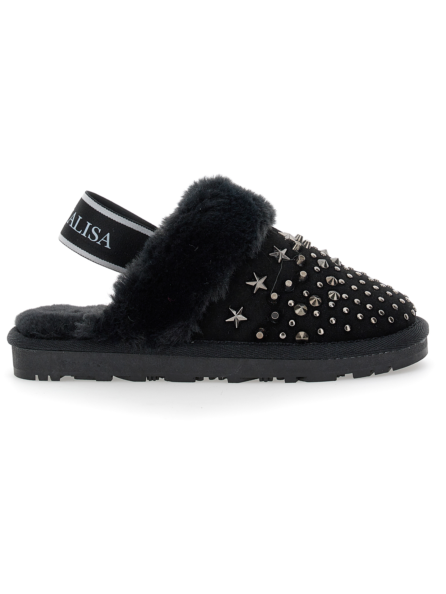 Monnalisa Crust Leather Clogs With Studs In Black