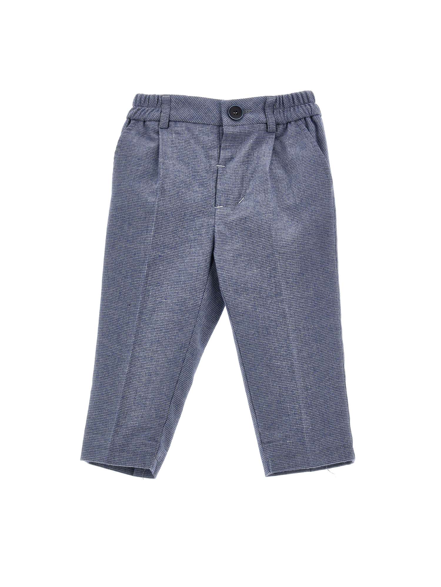 Monnalisa Kids'   Flannel Trousers With Turn-up In Blue + Grey