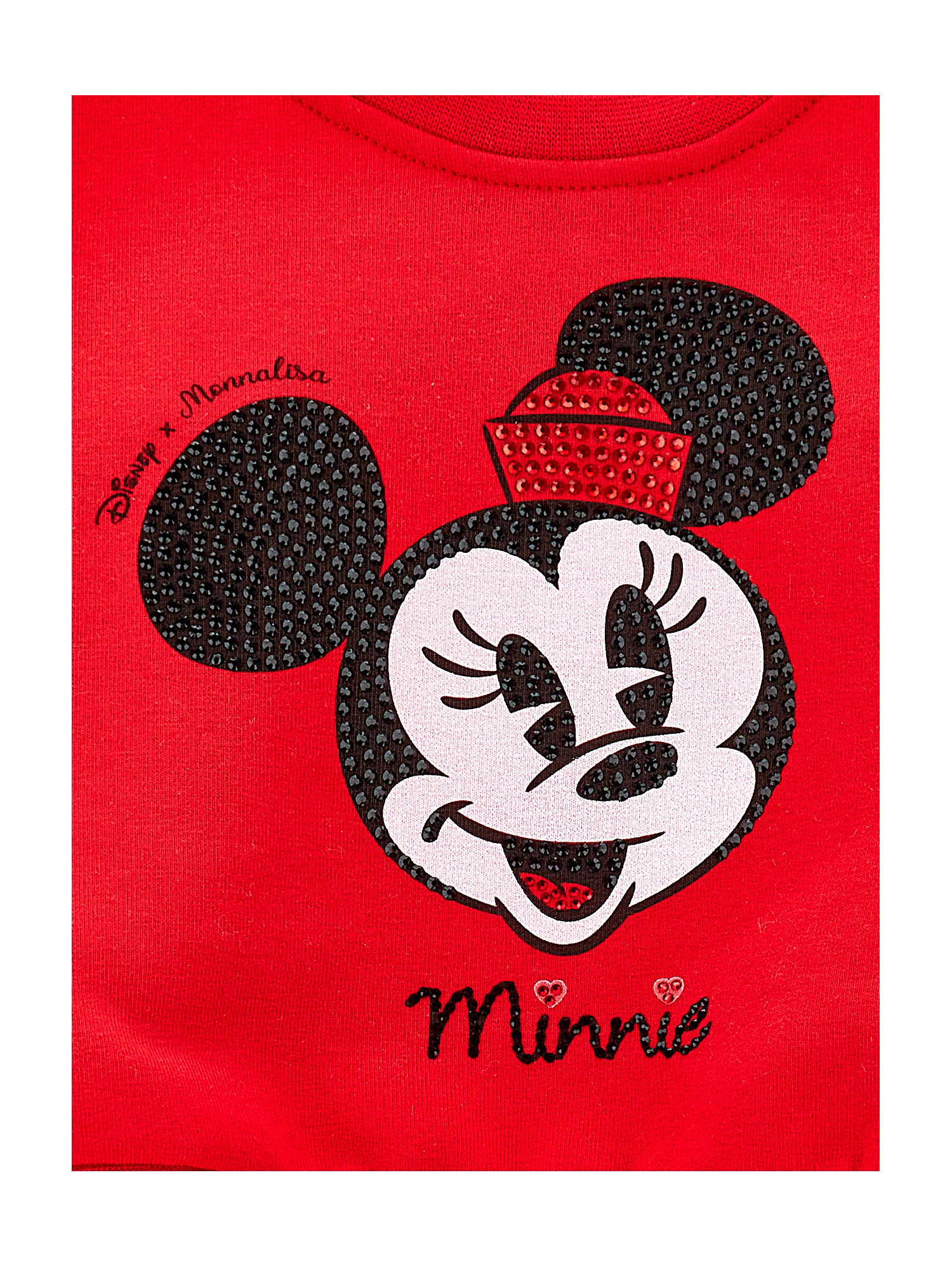 Monnalisa Minnie Rhinestone And Bow Sweatshirt In Red