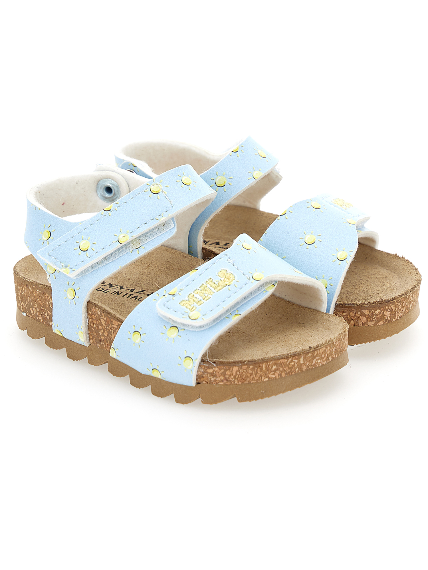 Monnalisa Sky Sandals With Sun Print In Blue