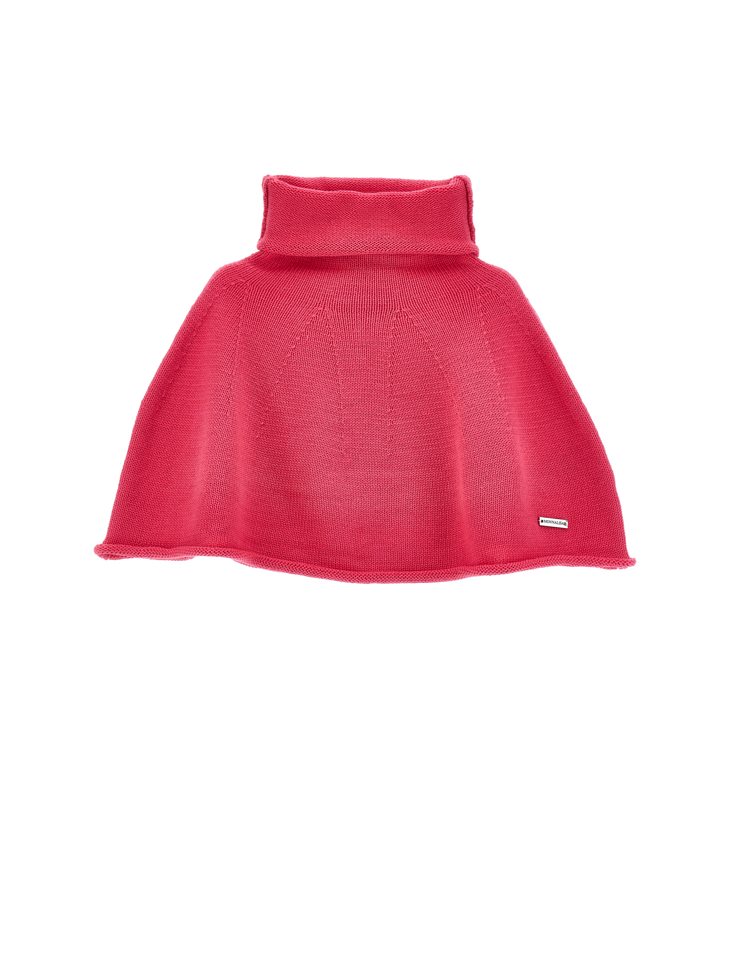 Monnalisa Knitted Cape In Bright Peach Pink