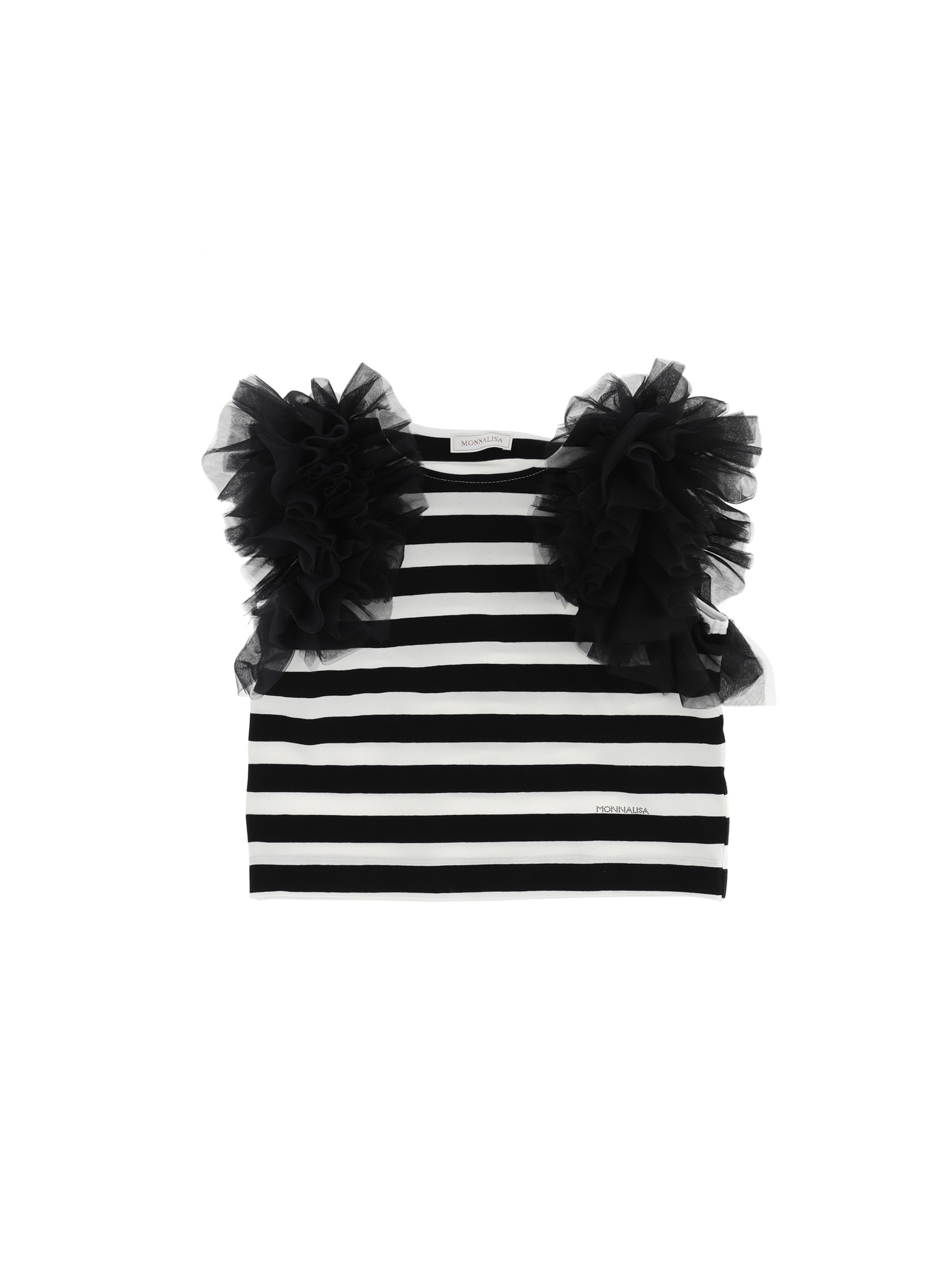 Striped jersey camisole with ruffle Monnalisa Girls Clothing Tops Camisoles 
