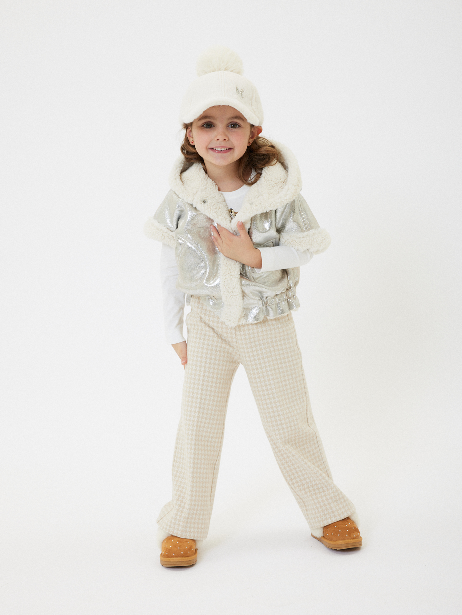 Monnalisa Knit Palazzo Trousers In White