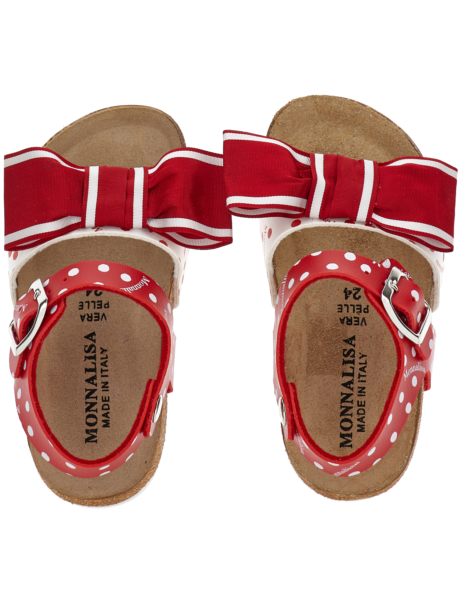 Monnalisa Gepunktete Sandalen Mit Schleife In Red + White