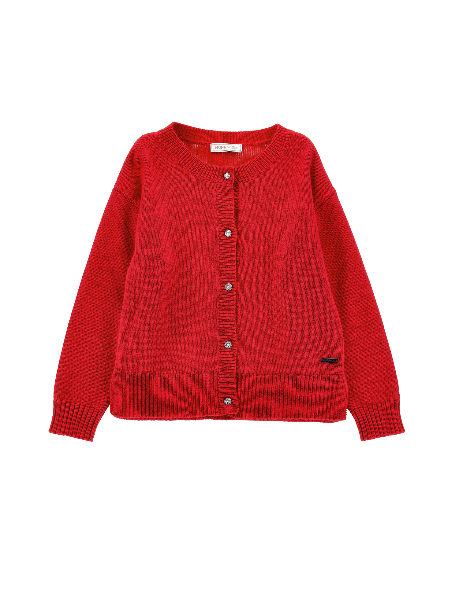 Monnalisa Soft Knit Cardigan In Ruby Red