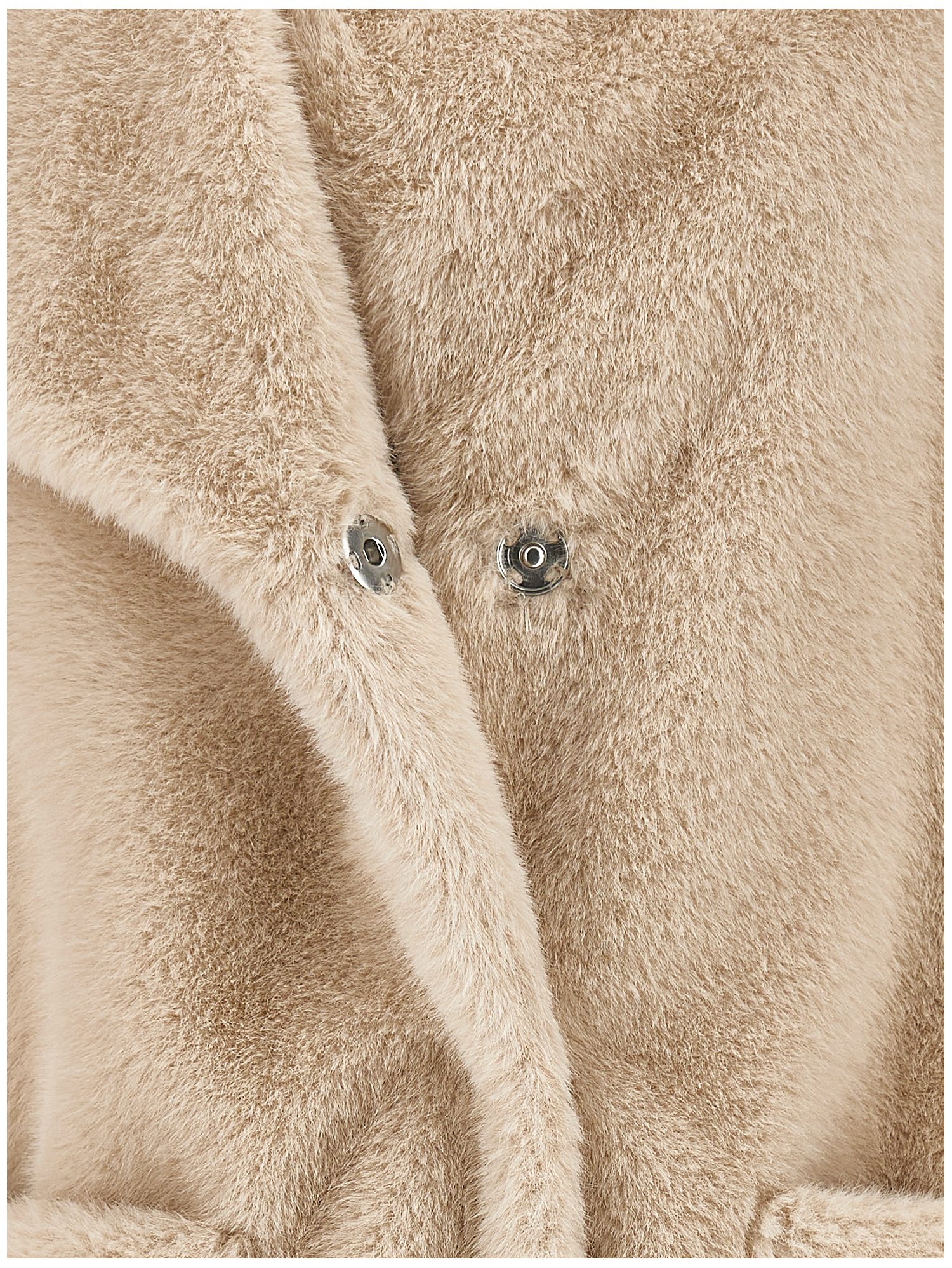 Monnalisa Teddy Coat Buttons In Neutral