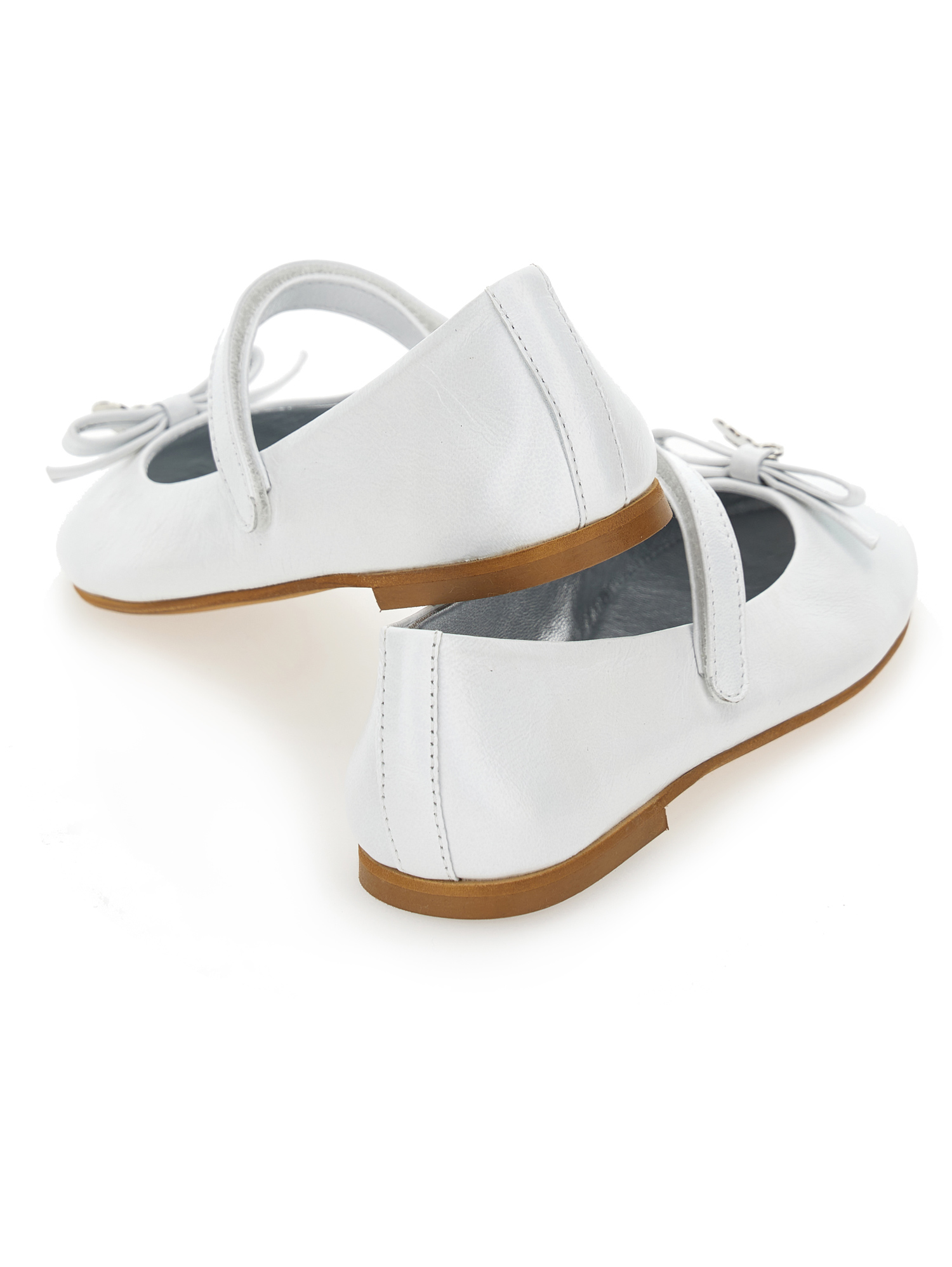 Monnalisa Iridescent Leather Ballet Flats In White