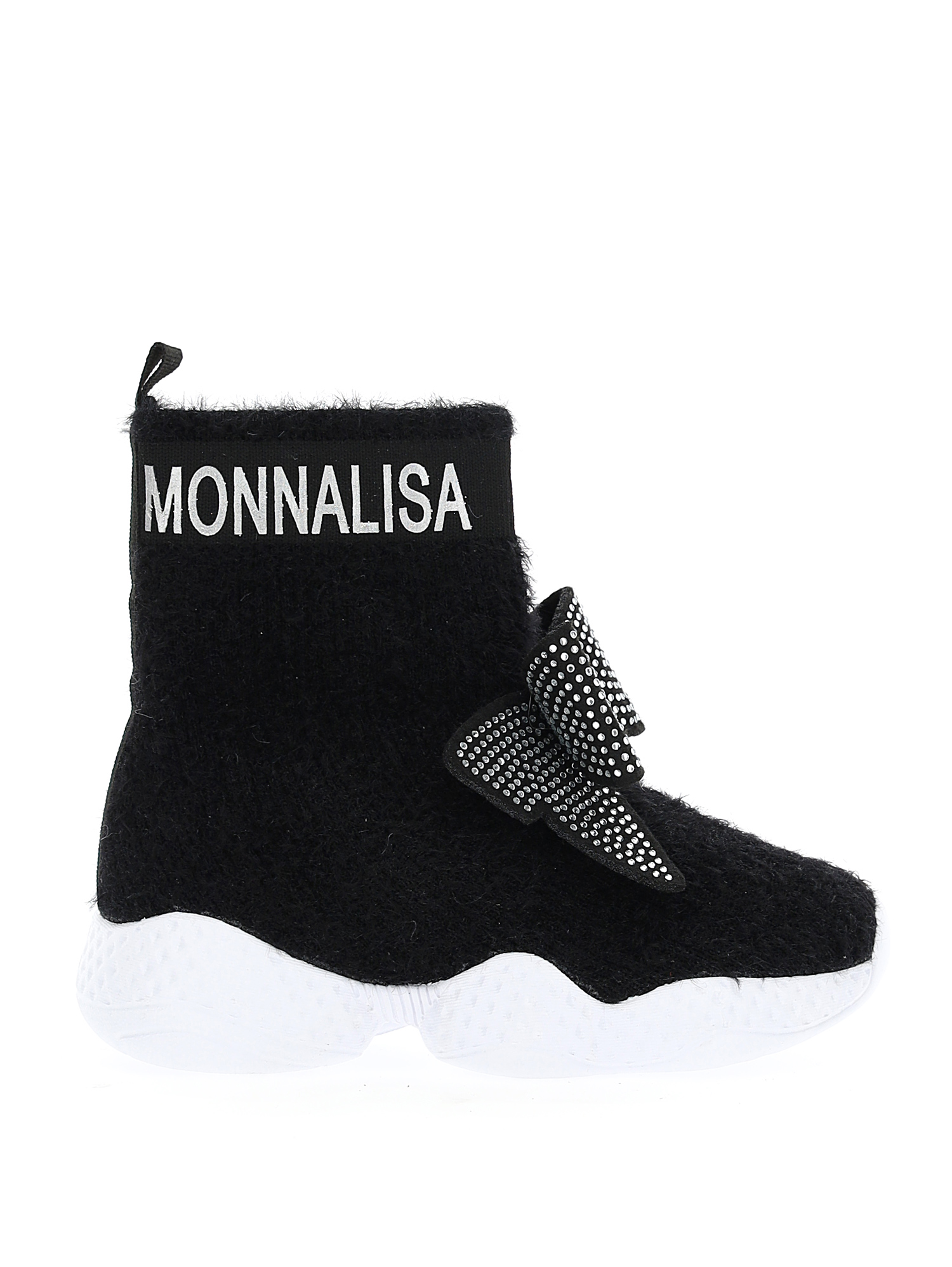 Monnalisa Winter Jump Boots With Bow In Black
