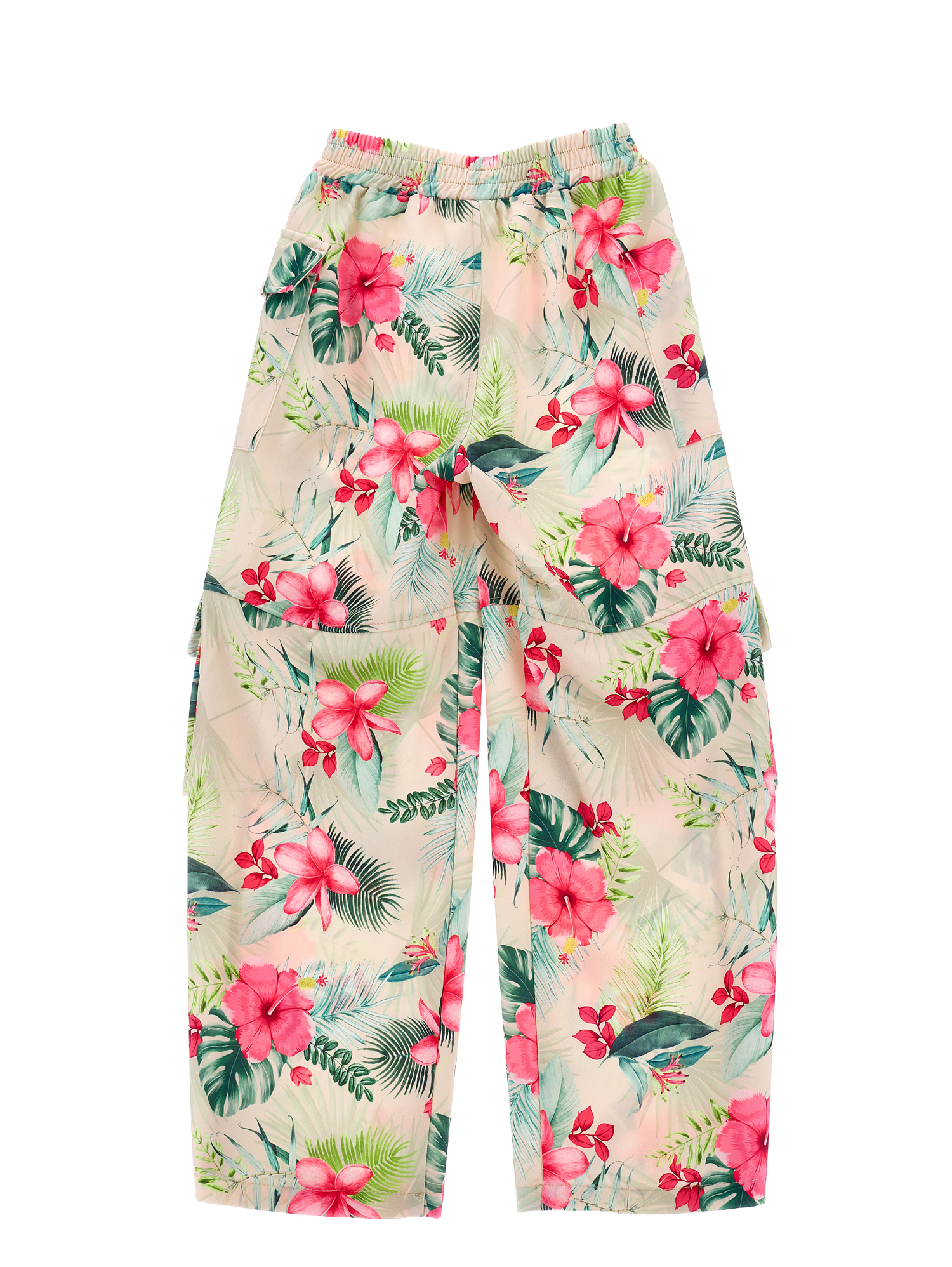 Monnalisa Jungle Print Cady Trousers In Beige