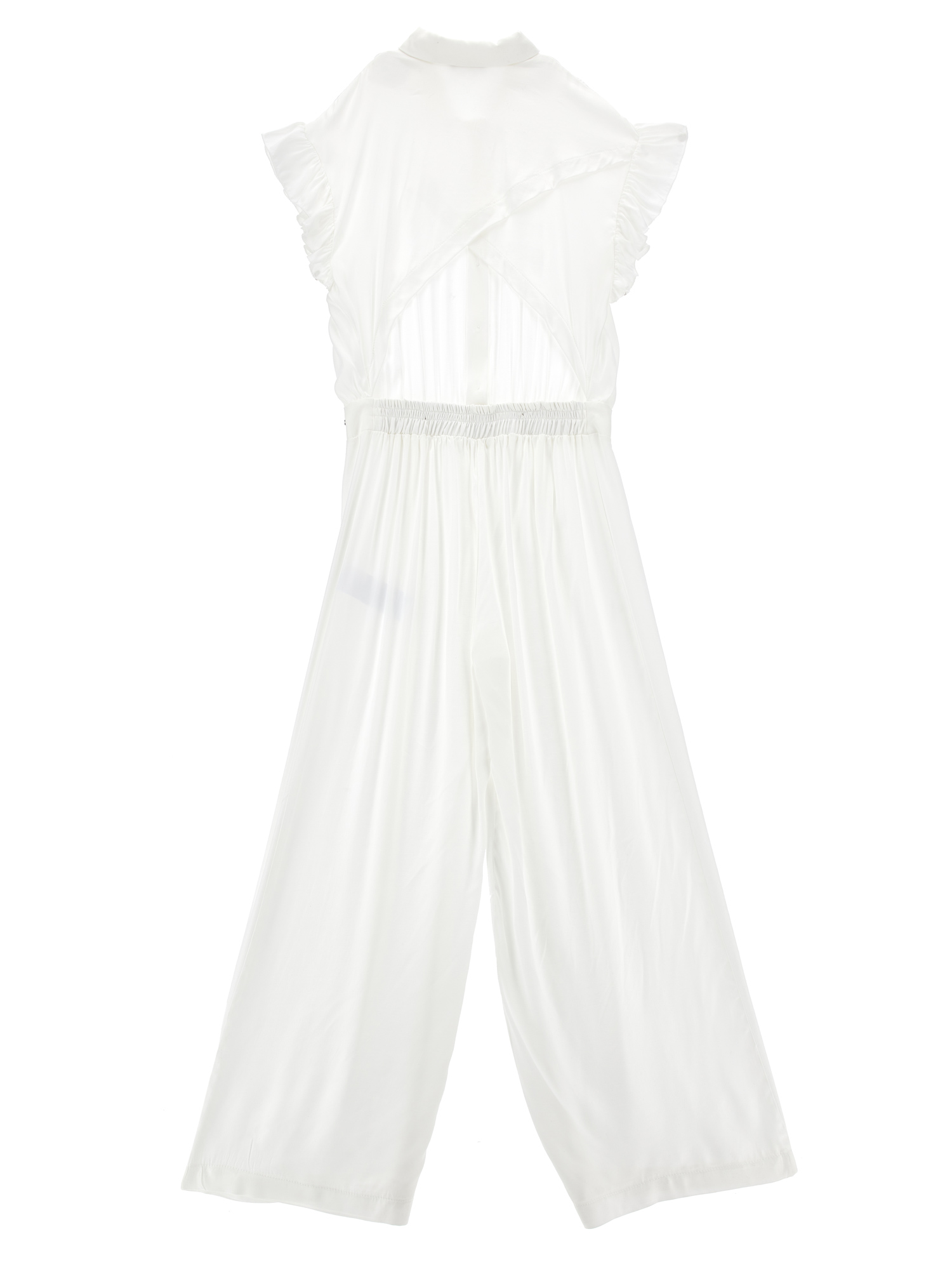 Shop Monnalisa Satin Jumpsuit In Cream