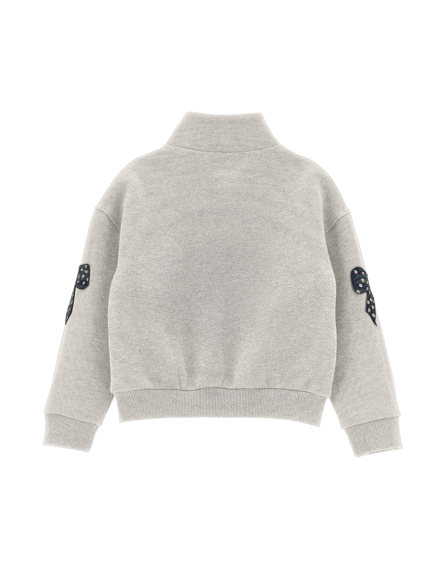 Monnalisa Lurex Sweatshirt With Bows In Ecru + Silver