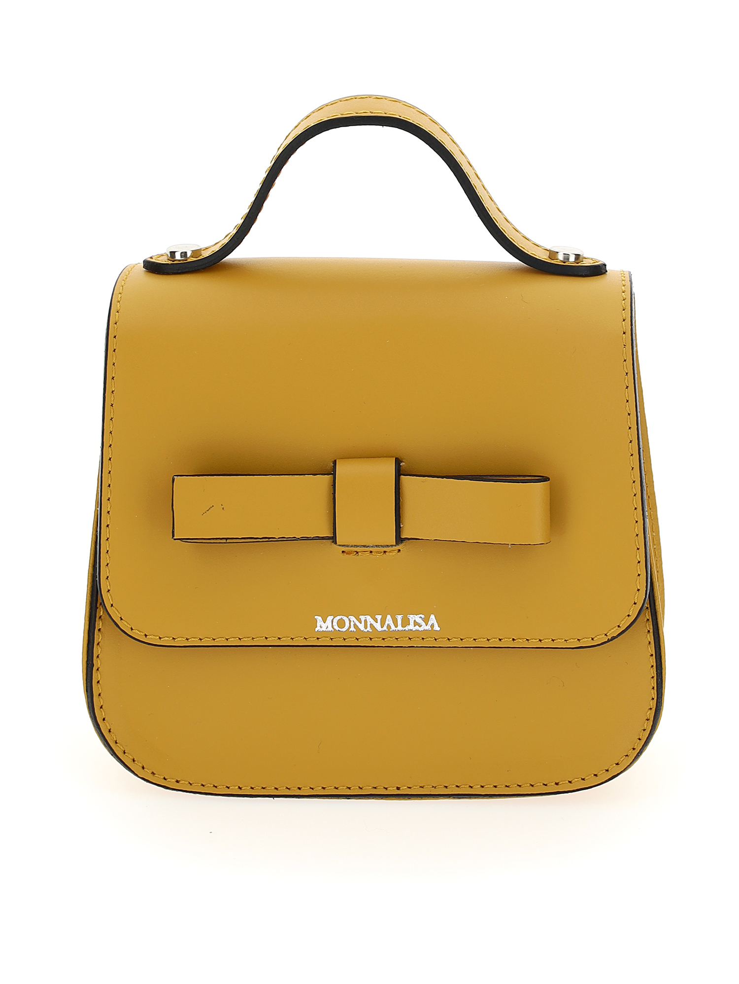 Monnalisa Mini Leather Bag In Sulfur