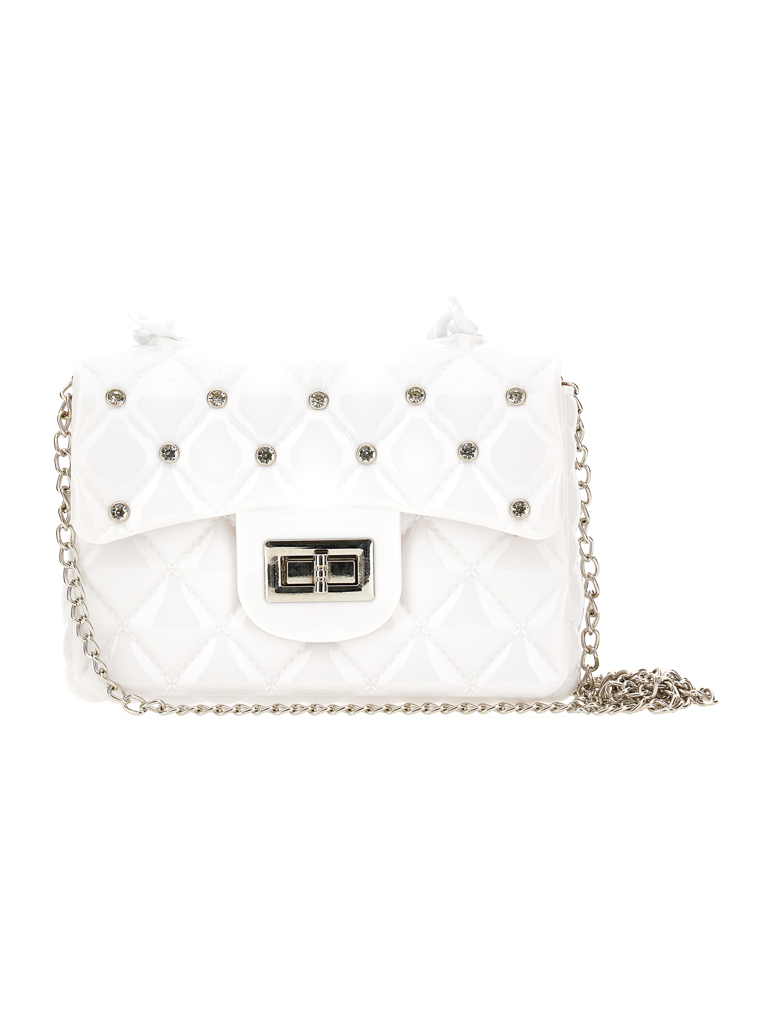 Monnalisa Rhinestone Pvc Bag In White