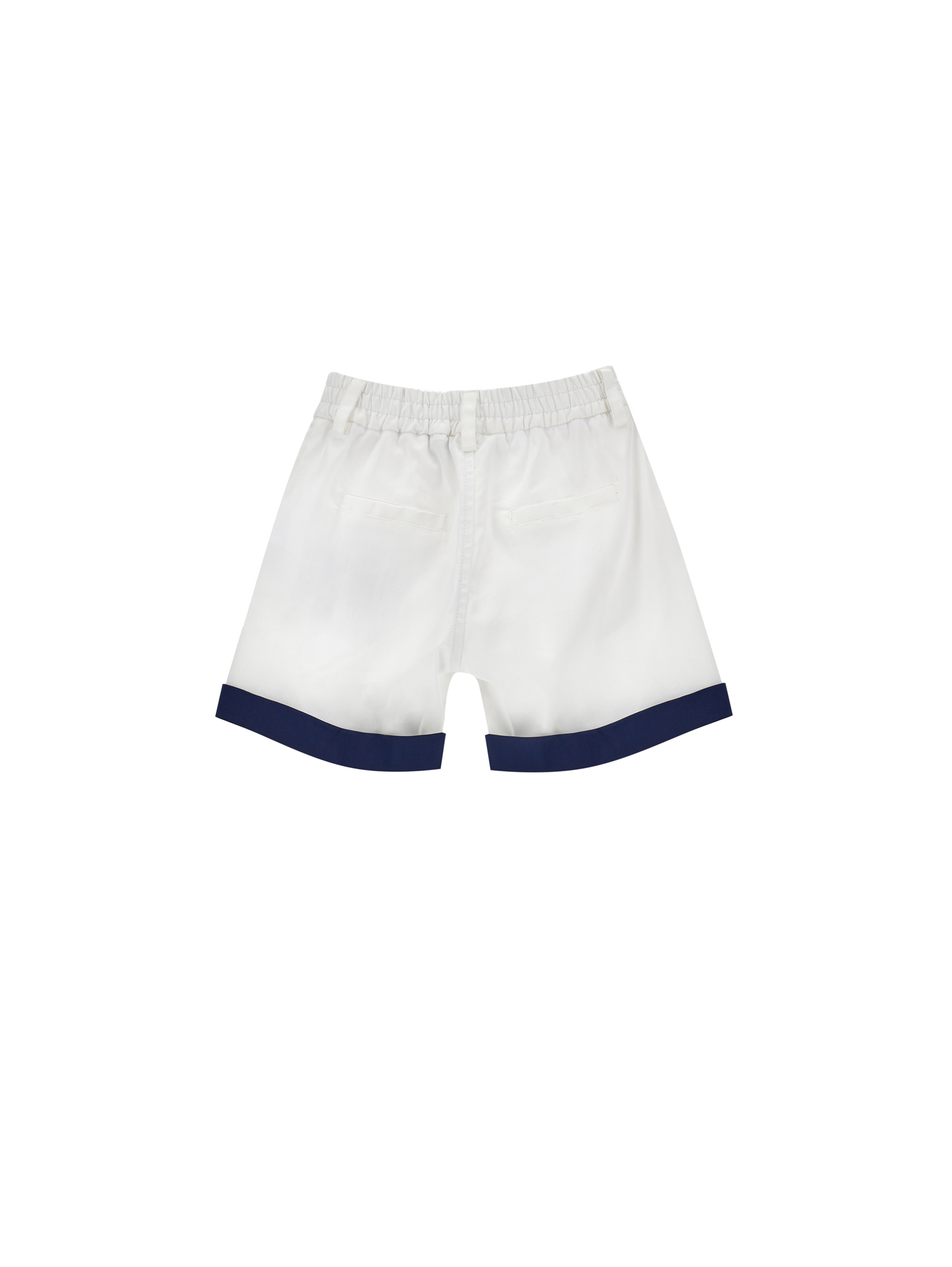 Monnalisa Stretch Batavia Bermuda Shorts In White + Blue