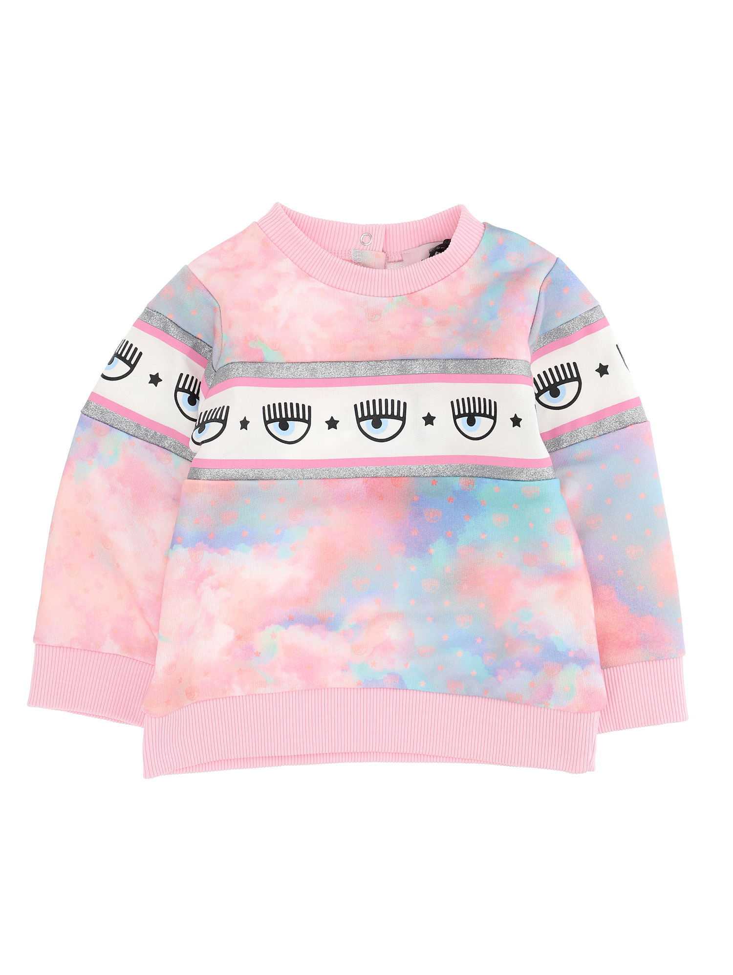 Chiara Ferragni Kids'   Cf Clouds Maxi Logomania Sweatshirt In Rosa Fairy Tale