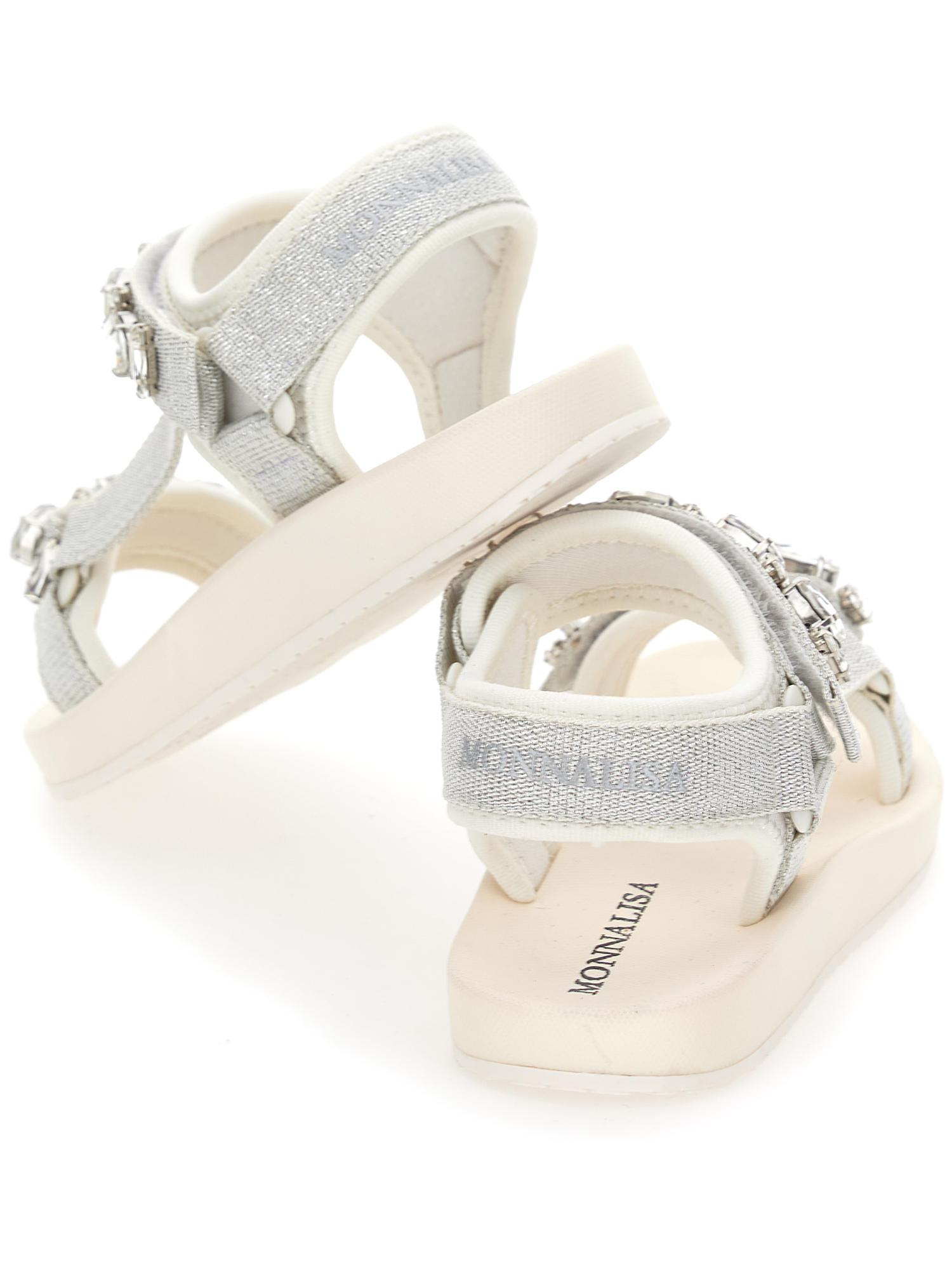 Monnalisa Hi-tech Sandals With Rhinestones In White