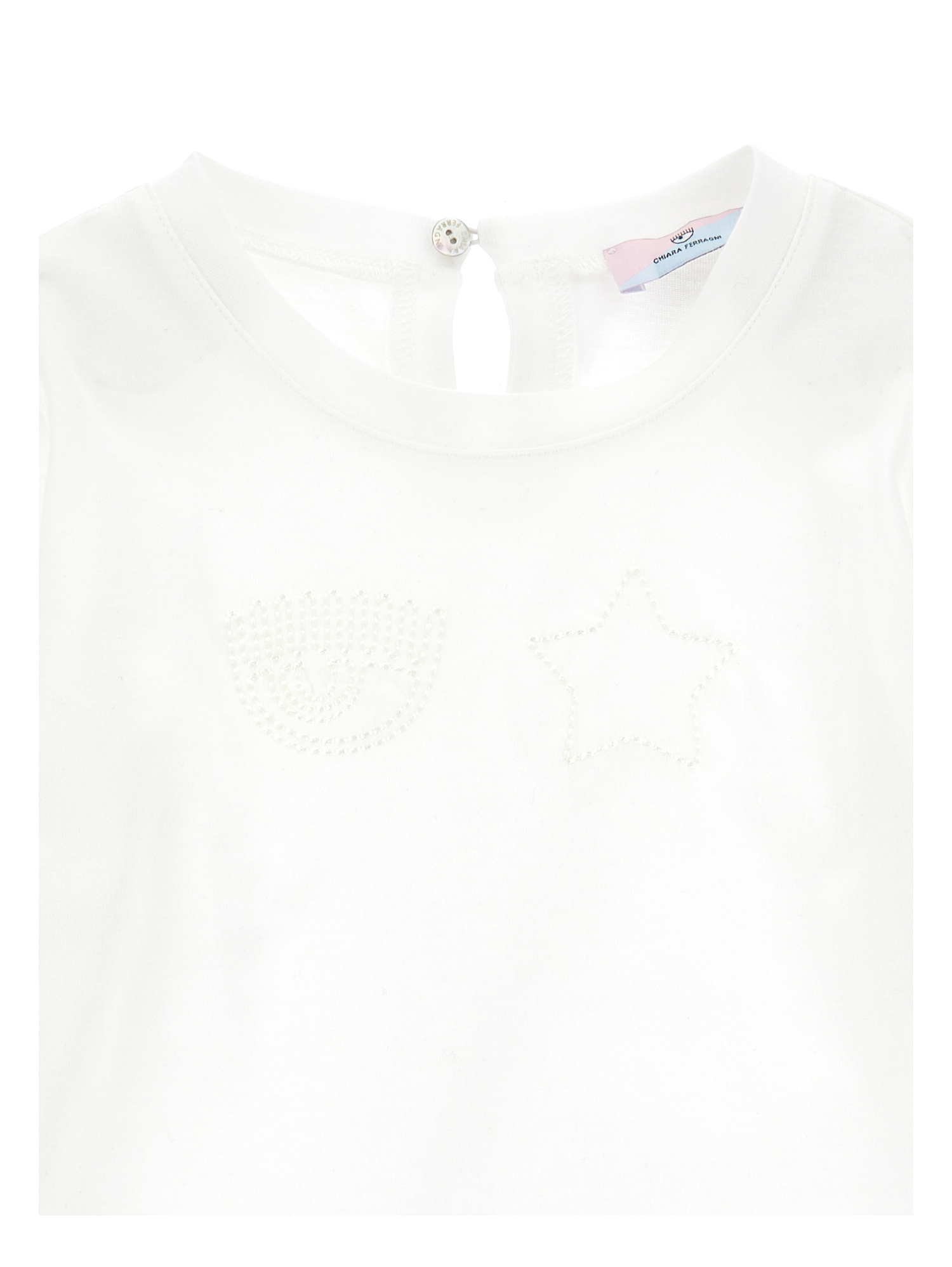 Shop Chiara Ferragni Cf Iconic Logo Cotton T-shirt In Cream