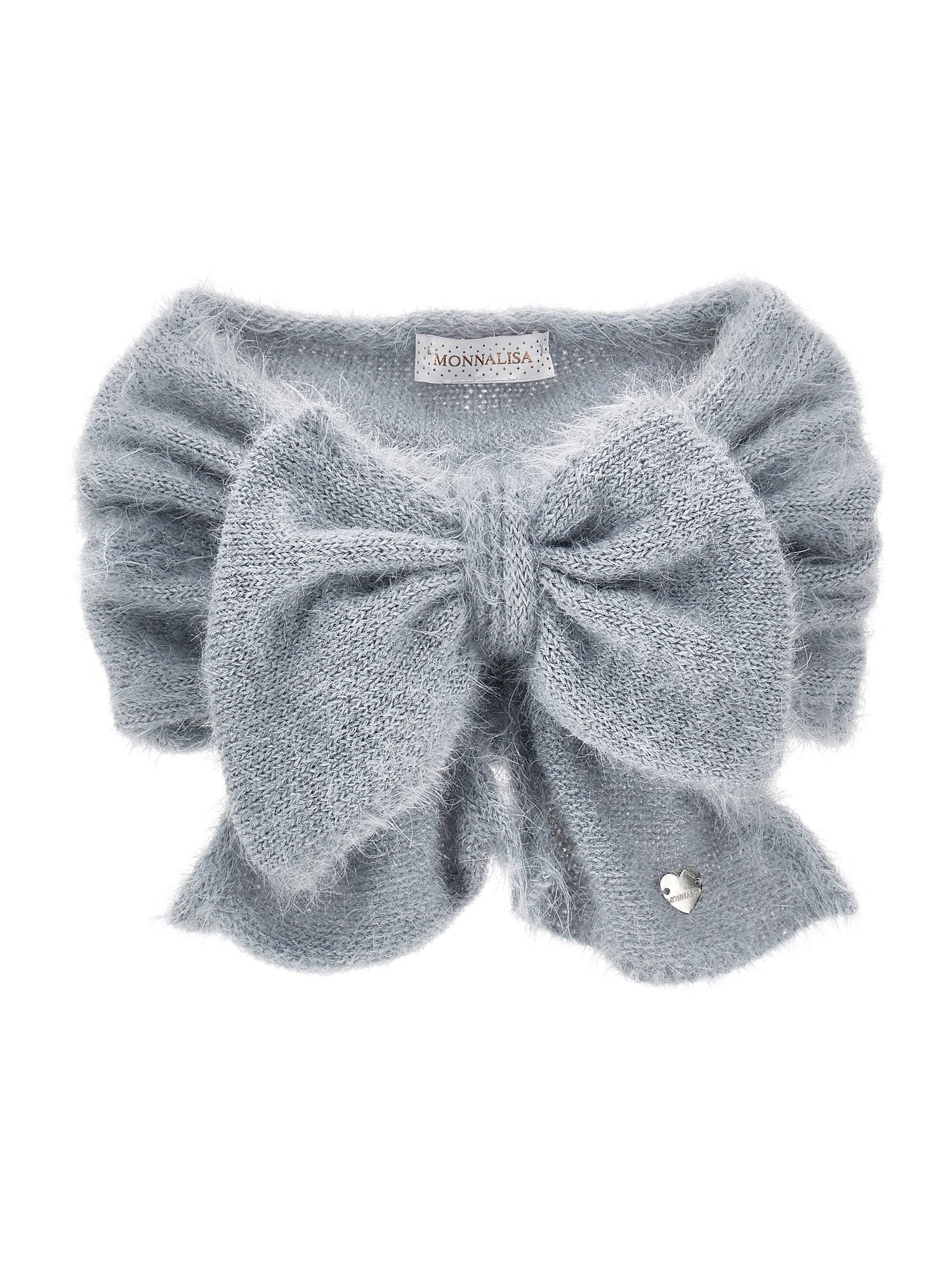 Monnalisa Lurex Knit Collar In Pearl Grey